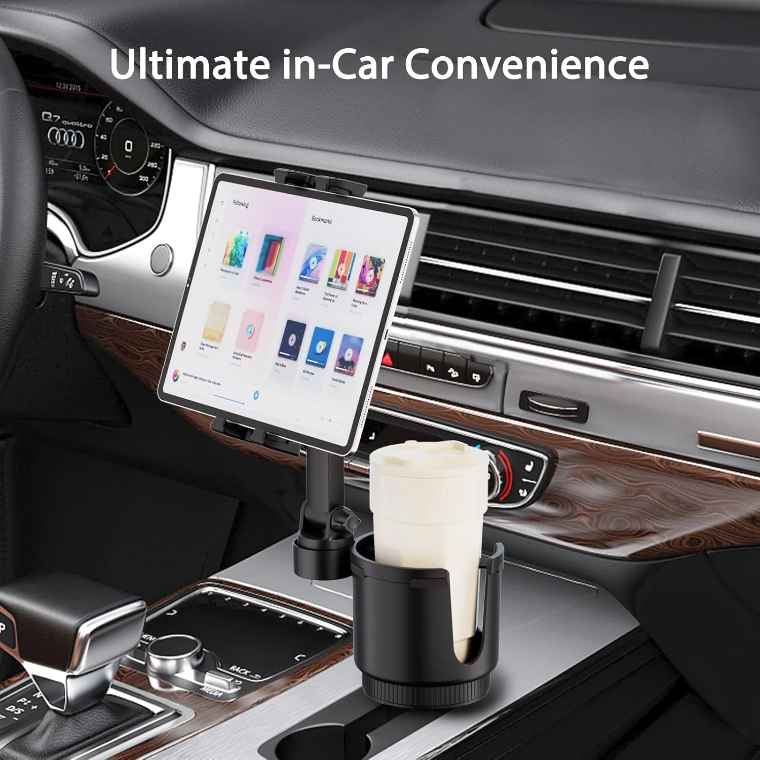 پایه تبلت OHLPRO برای کامیون با جا لیوانی 3.9 اینچی، نگهدارنده آیپد قابل تنظیم برای خودرو، سازگار با تبلت های 5 تا 13 اینچی آیپد پرو ایر مینی گلکسی، آیفون 16/15/14، لوازم جانبی سفر جاده ای