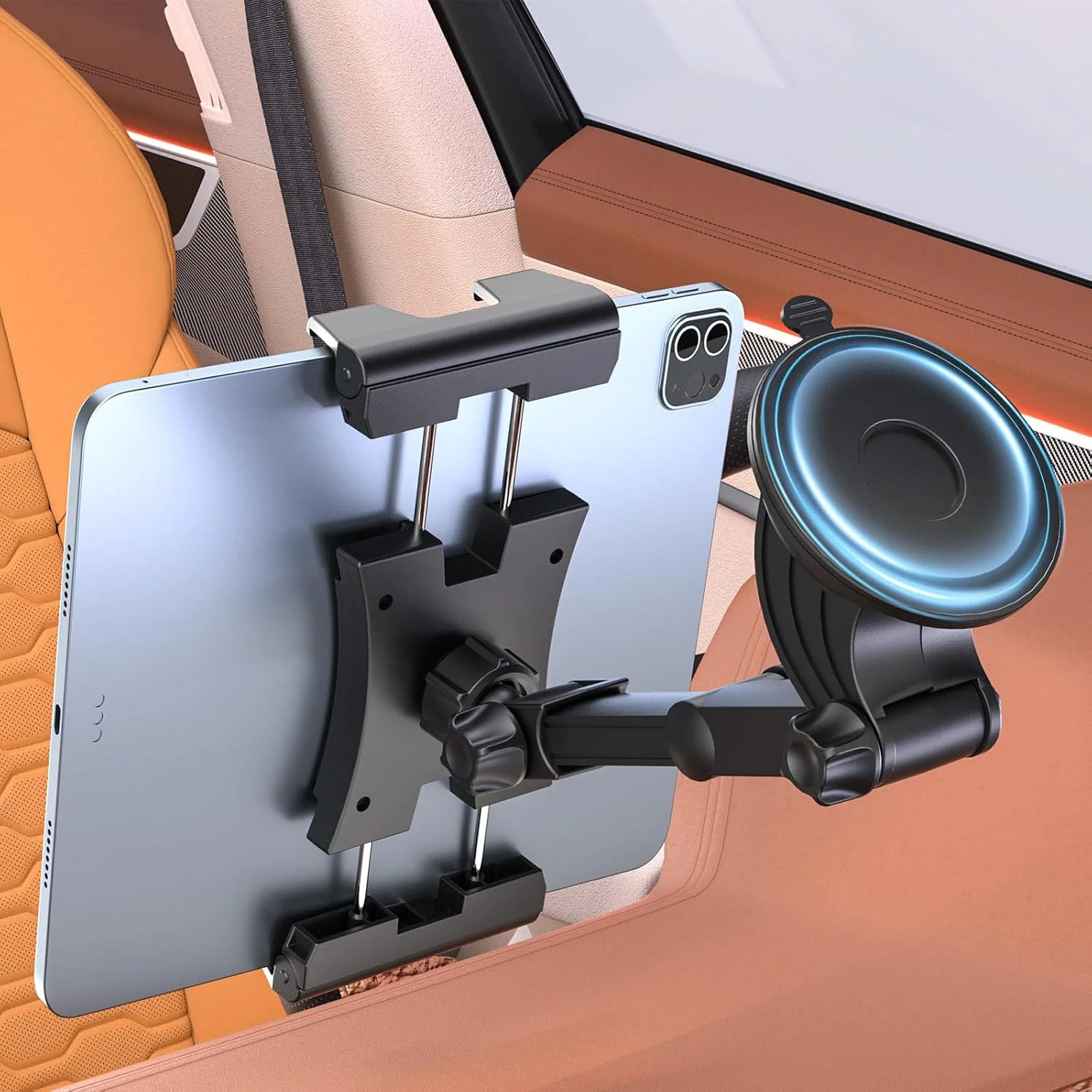 پایه تبلت OHLPRO برای خودرو، نگهدارنده مکنده ای برای داشبورد و شیشه جلو، پایه گیره ای قابل تنظیم ارتقا یافته با بازوی تلسکوپی، سازگار با آیپد پرو/ایر/مینی 5 تا 13 اینچی، گلکسی تب، کیندل فایر، سرفیس