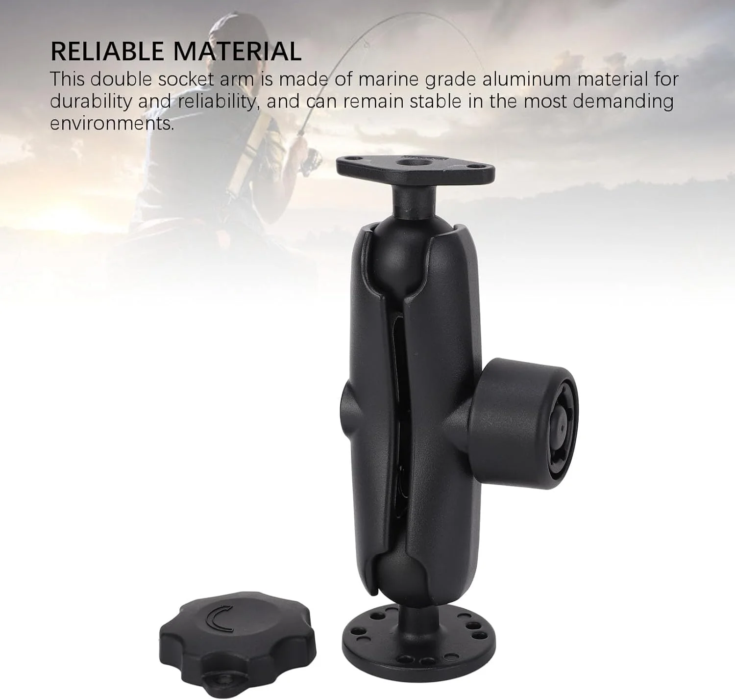 بازوی پایه دوتایی، آلیاژ آلومینیوم ضد سرقت با آداپتور توپی 1.5 اینچی، پایه توپی دوتایی برای تلفن، تبلت، ماهی یاب، کامیون