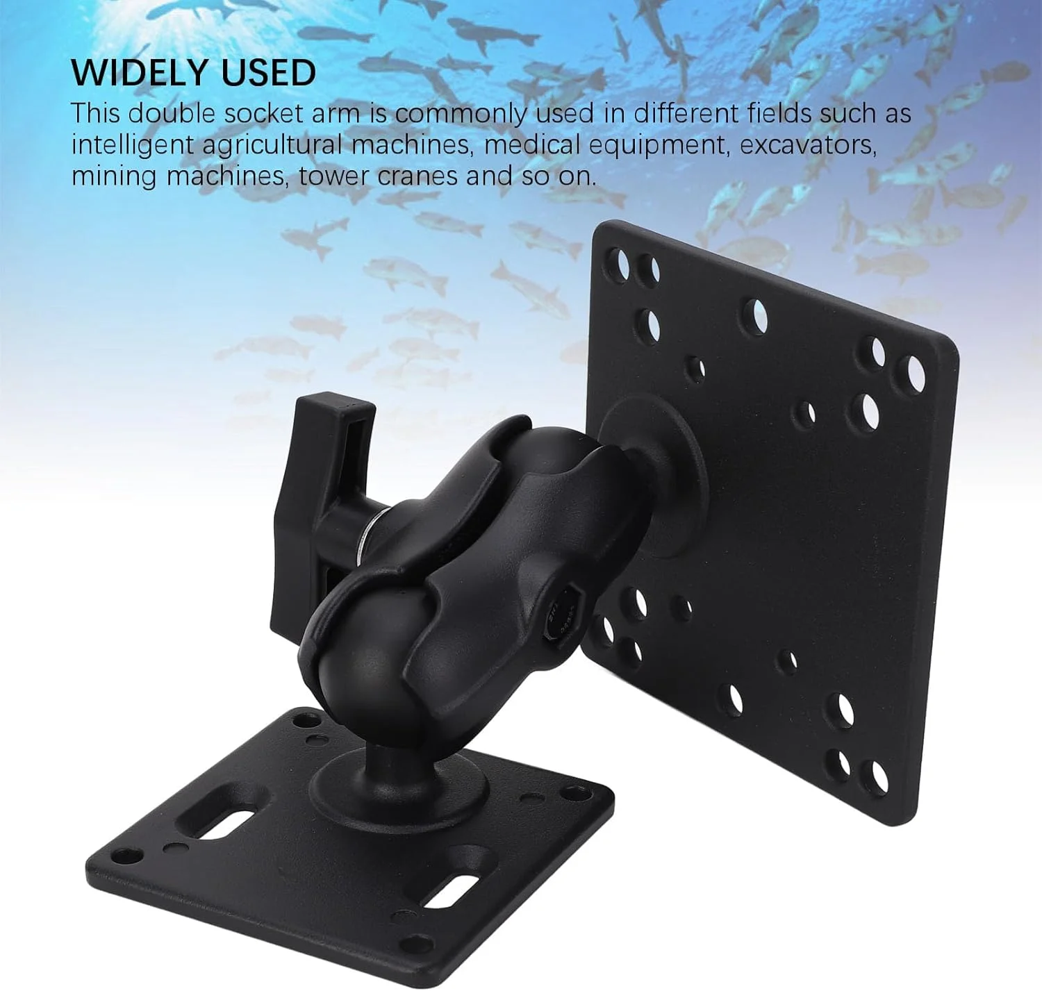 بازوی دو پایه آلیاژ آلومینیوم با آداپتور توپی 1.5 اینچی، پایه دو توپی تبلت، تلفن، ماهی یاب