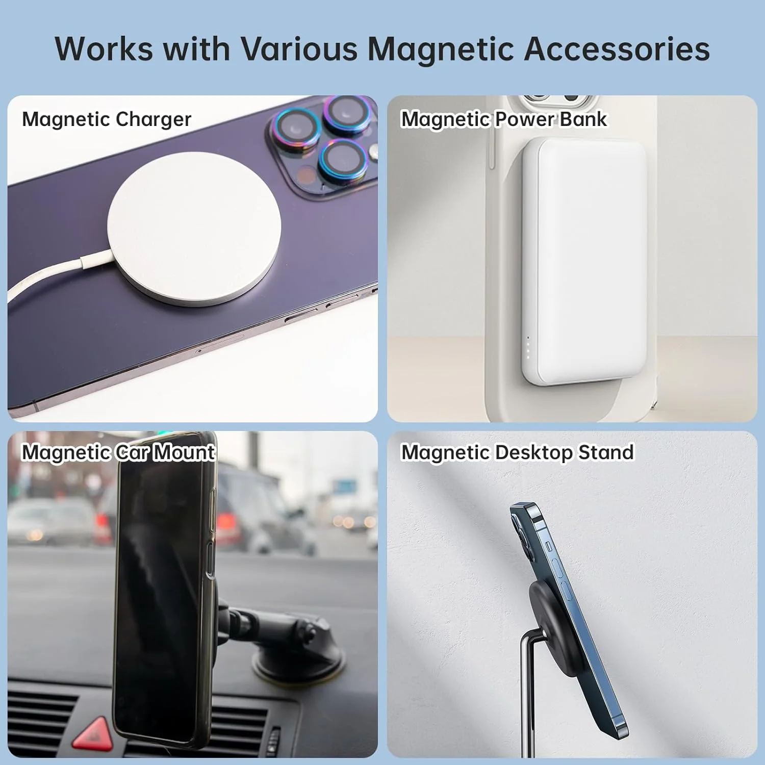 حلقه های مغناطیسی NiHome، بسته 5 عددی، سازگار با بندهای نگهدارنده تبلت خلبانی، تلفن ها، تبلت ها، زاویه دید قابل تنظیم 360 درجه، نگهدارنده قوی با جدا کردن سریع دستگاه با یک دست