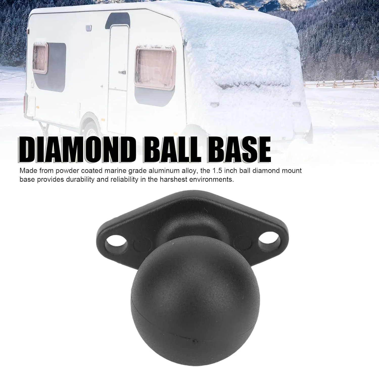 پایه توپی الماسی مناسب برای پایه رم، آلیاژ آلومینیوم، توپی لاستیکی 1.5 اینچی با صفحه الماسی