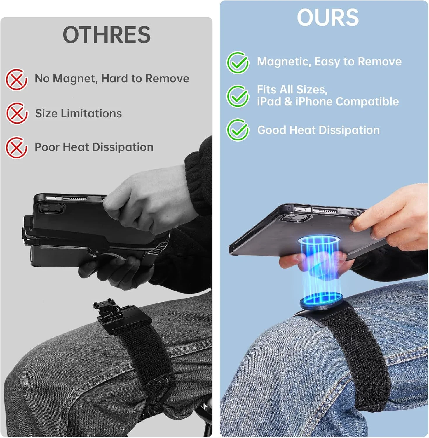 پایه نگهدارنده مغناطیسی قابل تنظیم NiHome برای تبلت و گوشی، پایه زانویی مغناطیسی خلبانی برای آیپد، بند الاستیک ضد لغزش ایمن برای پرواز، ویلچر، راه حل هندزفری با تعویض سریع دستگاه پایه نگهدارنده مغناطیسی قابل تنظیم NiHome برای تبلت و گوشی، پایه زانویی مغناطیسی خلبانی برای آیپد، بند الاستیک ضد لغزش ایمن برای پرواز، ویلچر، راه حل هندزفری با تعویض سریع دستگاه