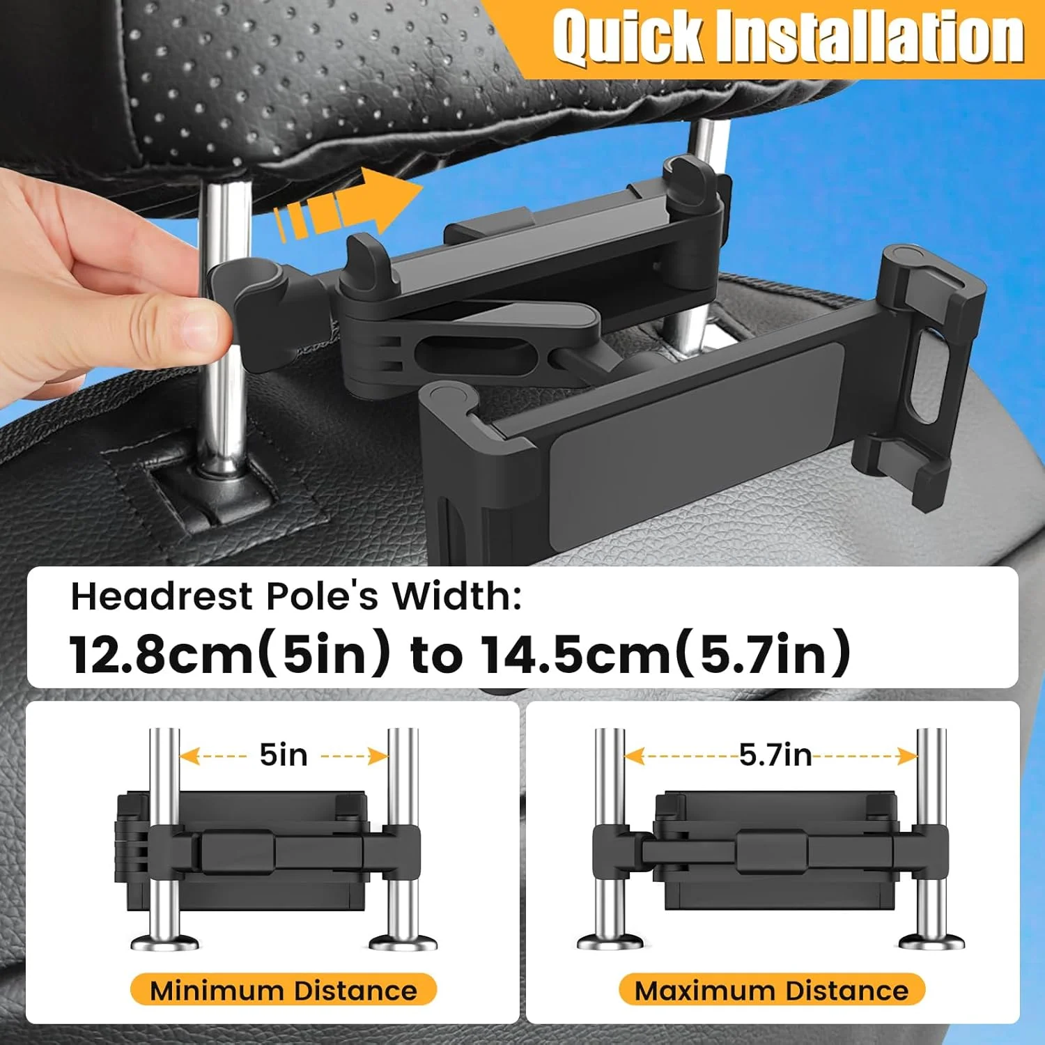 نگهدارنده تبلت najiaxiaowu برای خودرو، پایه پشت سری آیپد برای تبلت/آیپد/تلفن های 5.5-18.4 اینچی، نگهدارنده تبلت خودرو با چرخش 360 درجه، لوازم ضروری سفر، مشکی