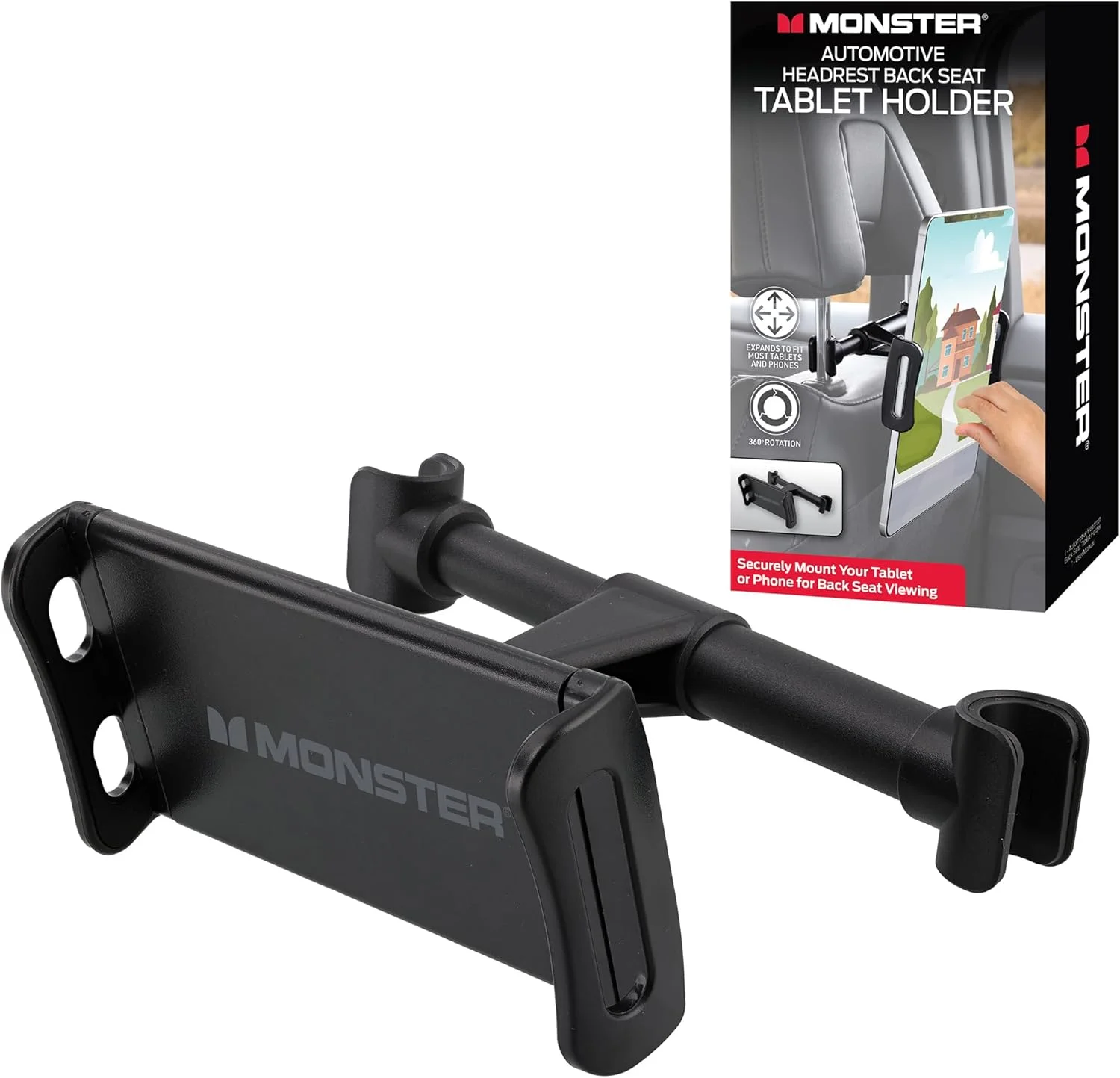 پایه تبلت هیولا برای پشت سری خودرو، نگهدارنده تبلت قابل تنظیم برای صندلی عقب کودکان، مناسب برای همه تبلت ها تا 7.87 اینچ (تبلت های سایز 4 تا 12 اینچ)، برای آیپد پرو، مینی، ایر، فایر، گلکسی و غیره