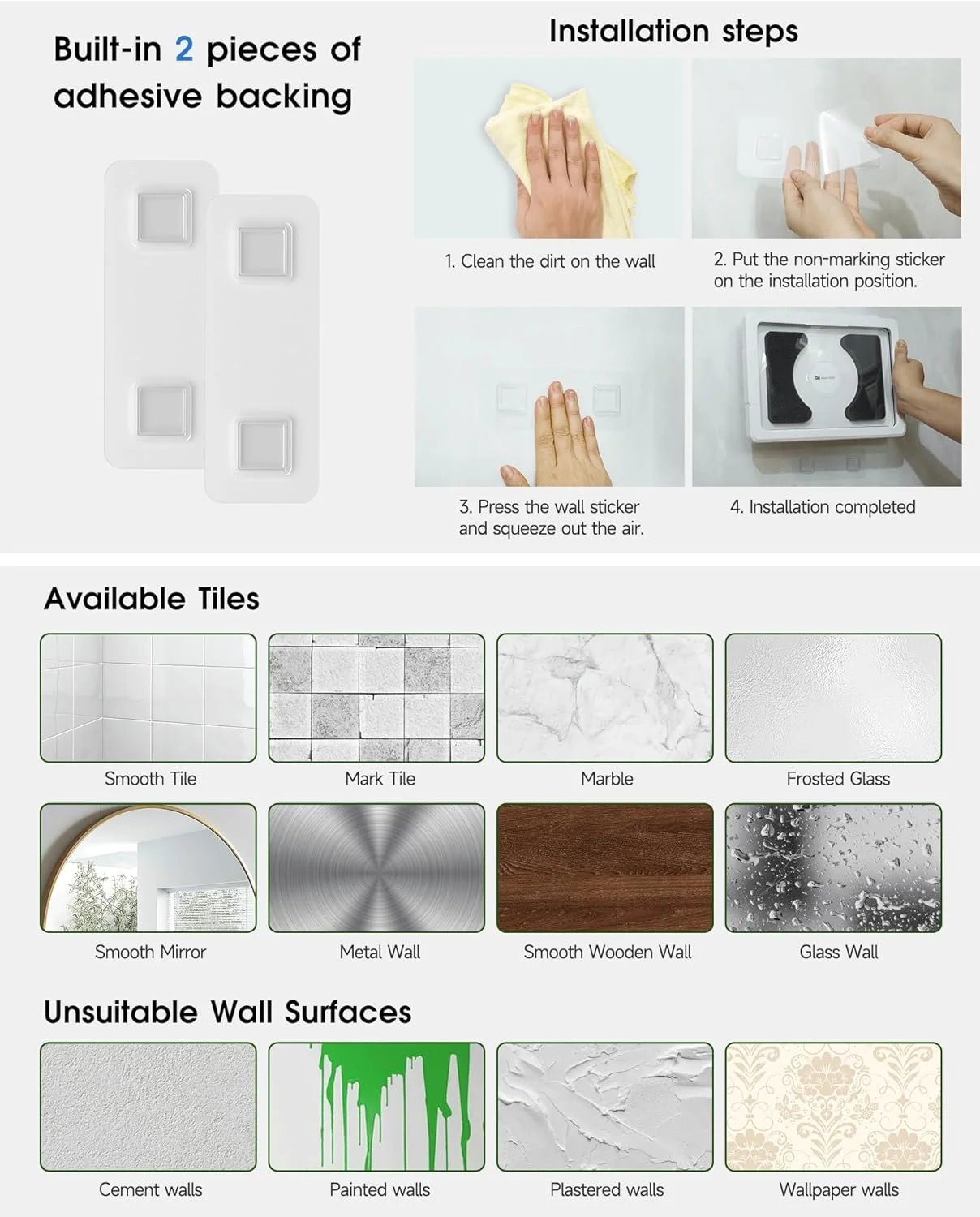 نگهدارنده دیواری آیپد با چسب (2 عددی) نگهدارنده دیواری آیپد با چسب (2 عددی)