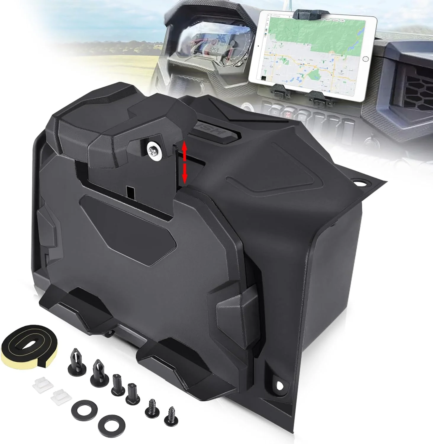 نگهدارنده تبلت و تلفن همراه MDPROMCP RZR، جعبه ذخیره سازی سازگار با Polaris RZR XP 1000 RZR XP Turbo مدل های 2019-2023، نگهدارنده GPS دستگاه الکتریکی، نگهدارنده تبلت، نگهدارنده مسیریابی، لوازم جانبی RZR 1000 XP