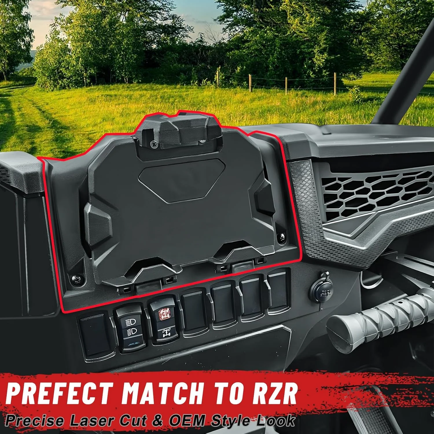 نگهدارنده تبلت و تلفن همراه MDPROMCP RZR، جعبه ذخیره سازی سازگار با Polaris RZR XP 1000 RZR XP Turbo مدل های 2019-2023، نگهدارنده GPS دستگاه الکتریکی، نگهدارنده تبلت، نگهدارنده مسیریابی، لوازم جانبی RZR 1000 XP