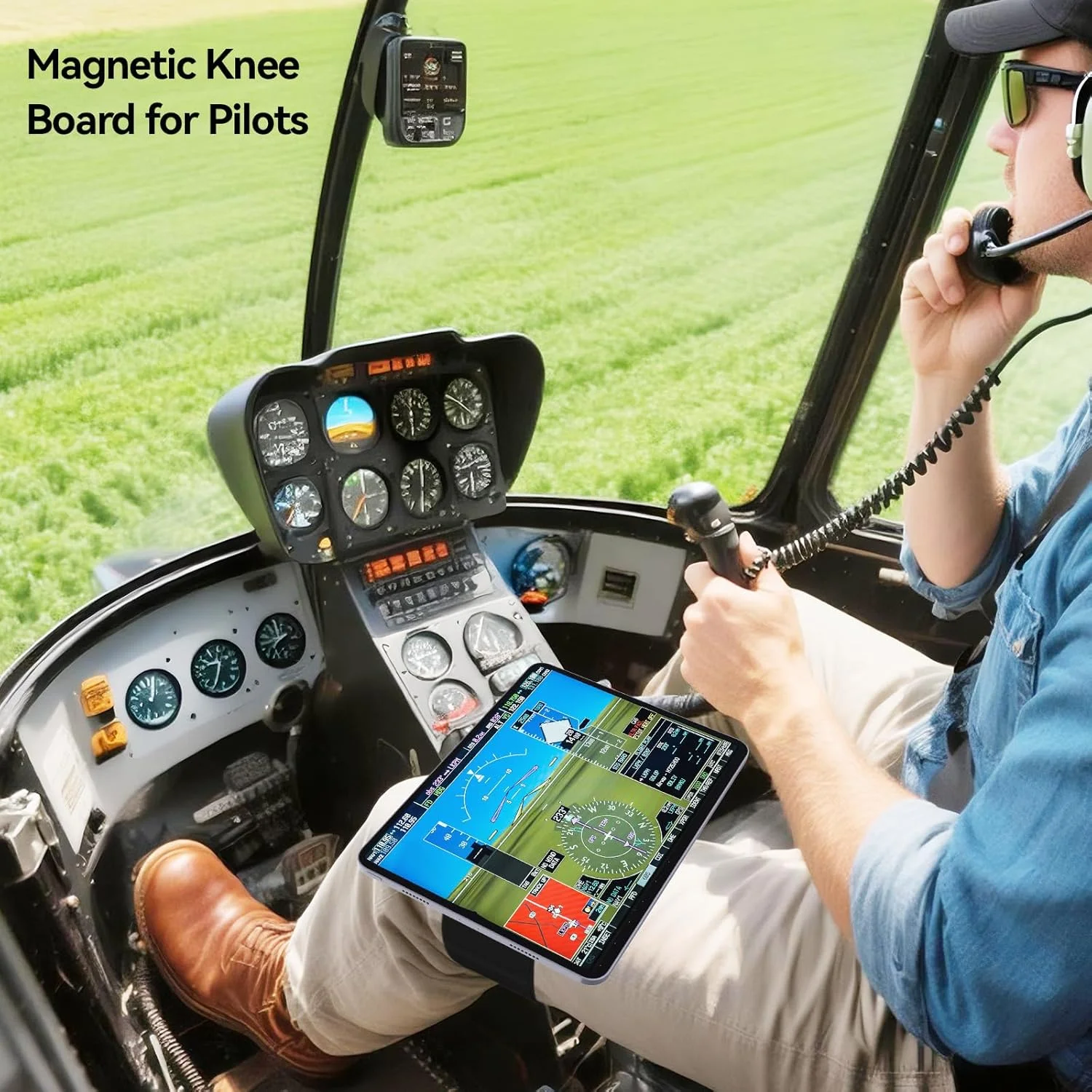 نگهدارنده مغناطیسی تبلت و گوشی، نگهدارنده زانو برای خلبان، مناسب برای آیپد، مینی، آیفون، هر گوشی هوشمند اندرویدی، هر تبلت، نگهدارنده یونیورسال آیپد