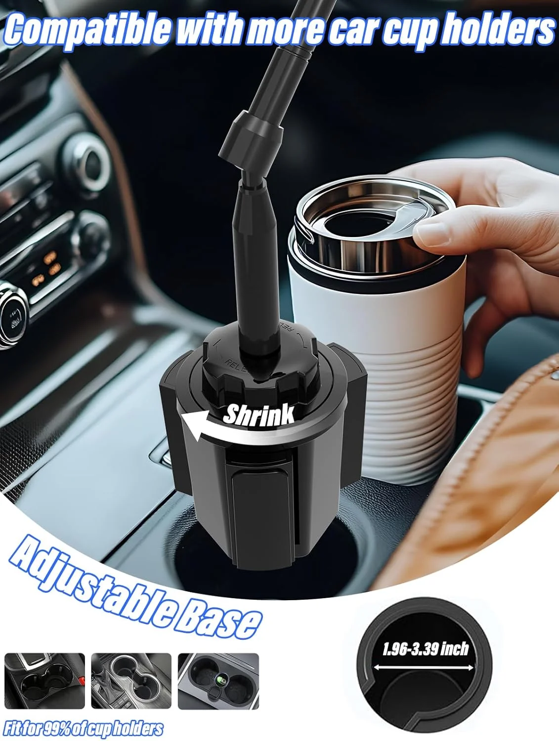 پایه نگهدارنده تبلت فلزی داخل جا لیوانی خودرو - بازوی دوگانه با قابلیت چرخش 360 درجه، مناسب برای سفرهای طولانی، سازگار با آیپد پرو/گلکسی تب/فایر اچ دی/آیفون 16/15 پرو مکس و تلفن همراه 4.7-13 اینچی