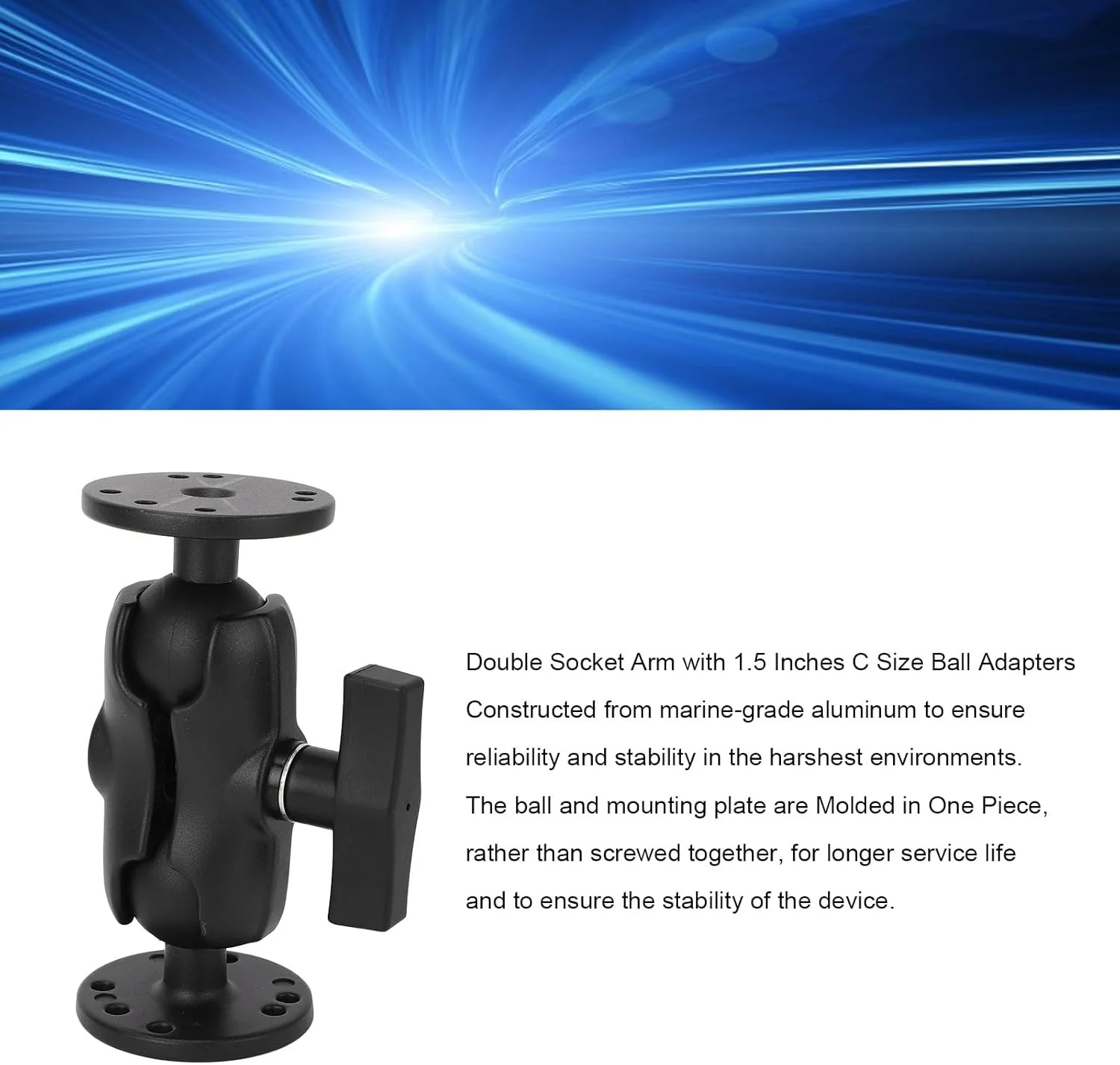 نگهدارنده یونیورسال دو توپی با دو صفحه گرد، نگهدارنده دو توپی 3.8 سانتی متری با توپ 38 میلی متری C، نگهدارنده ردیاب ماهی، بازوی دوتایی