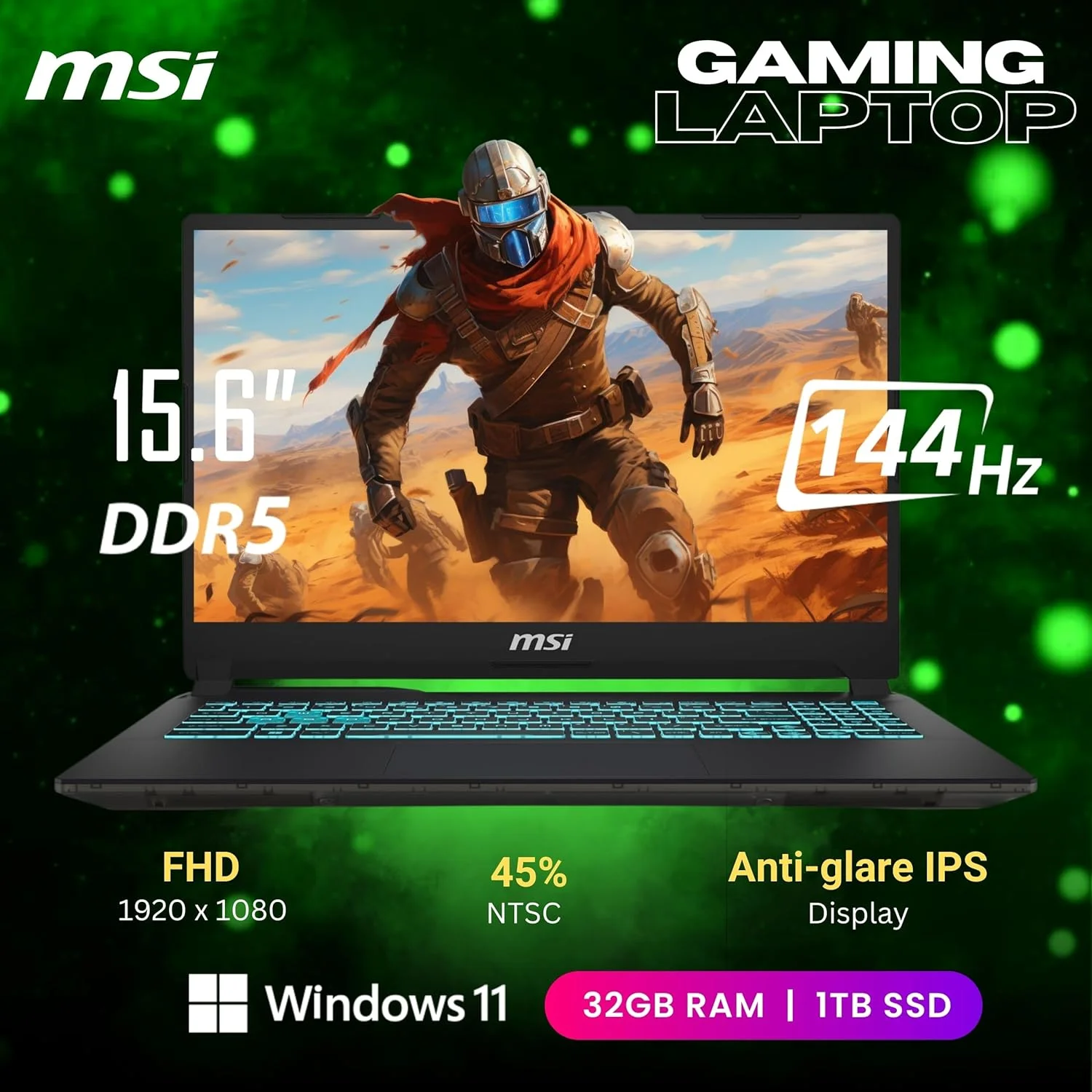 لپ تاپ گیمینگ ام اس آی Cyborg 15، نمایشگر 15.6 اینچی 144 هرتز FHD IPS، پردازنده Core i7-13620H (بزرگتر از i9-12900، 4.9 گیگاهرتز)، کارت گرافیک GeForce RTX 4060، کیبورد با نور پس زمینه، وب کم، صدای Nahimic، ویندوز 11 هوم، خاکستری (32 گیگابایت رم DDR5 | 1 ترابایت SSD)