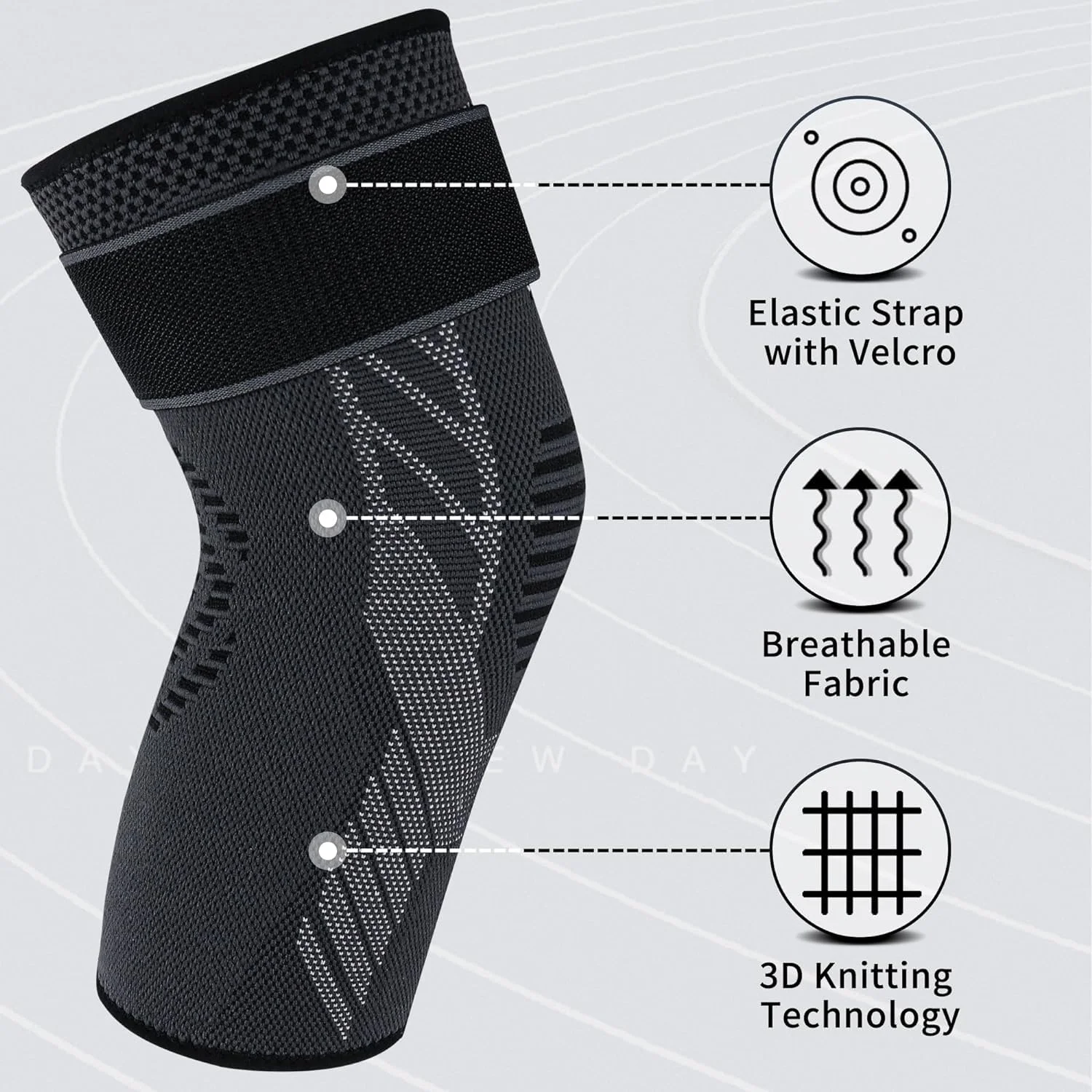 زانوبند با بند برای درد زانو، آستین فشاری زانو برای مردان و زنان، ساپورت زانو برای وزنه برداری، باشگاه، تمرین، والیبال، پارگی مینیسک، درد مفاصل آرتروز، ACL و غیره (دو عددی)