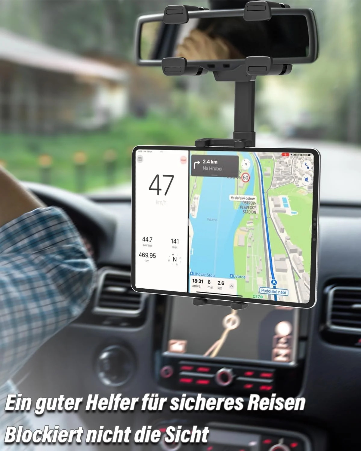 نگهدارنده تبلت آینه عقب خودرو LFYCCIS [چهار گیره تقویت شده]، پایه تبلت آینه عقب جمع شونده برای آیپد پرو/ایر/مینی، گلکسی تب، آیفون و سایر تلفن ها و تبلت های 4.7-12.9 اینچی