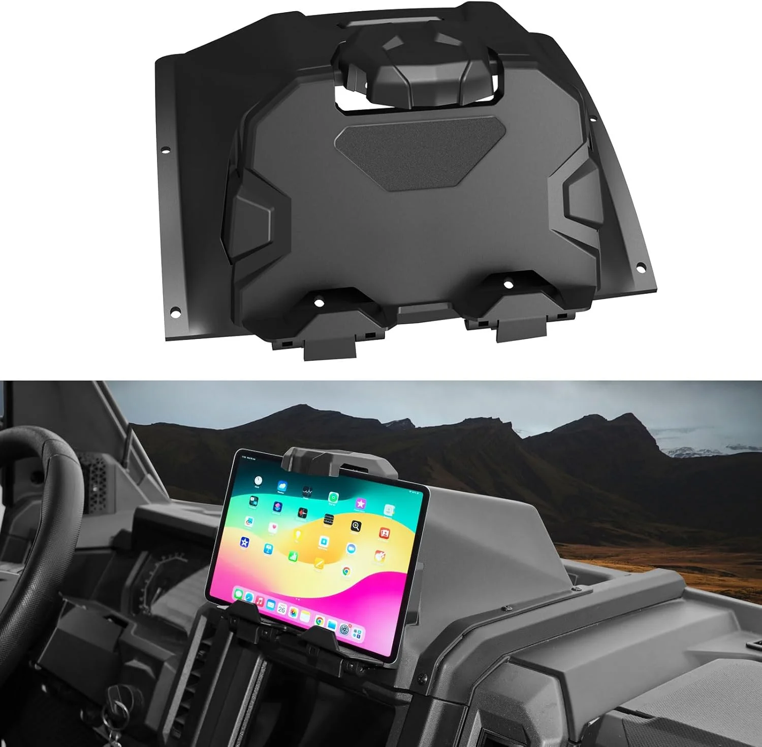 نگهدارنده تبلت و تلفن برای Polaris Xpedition XP/ADV 2024+، پایه نگهدارنده دستگاه الکترونیکی با جعبه ذخیره سازی برای Polaris Xpedition XP/XP 5/ADV/ADV 5 2024+