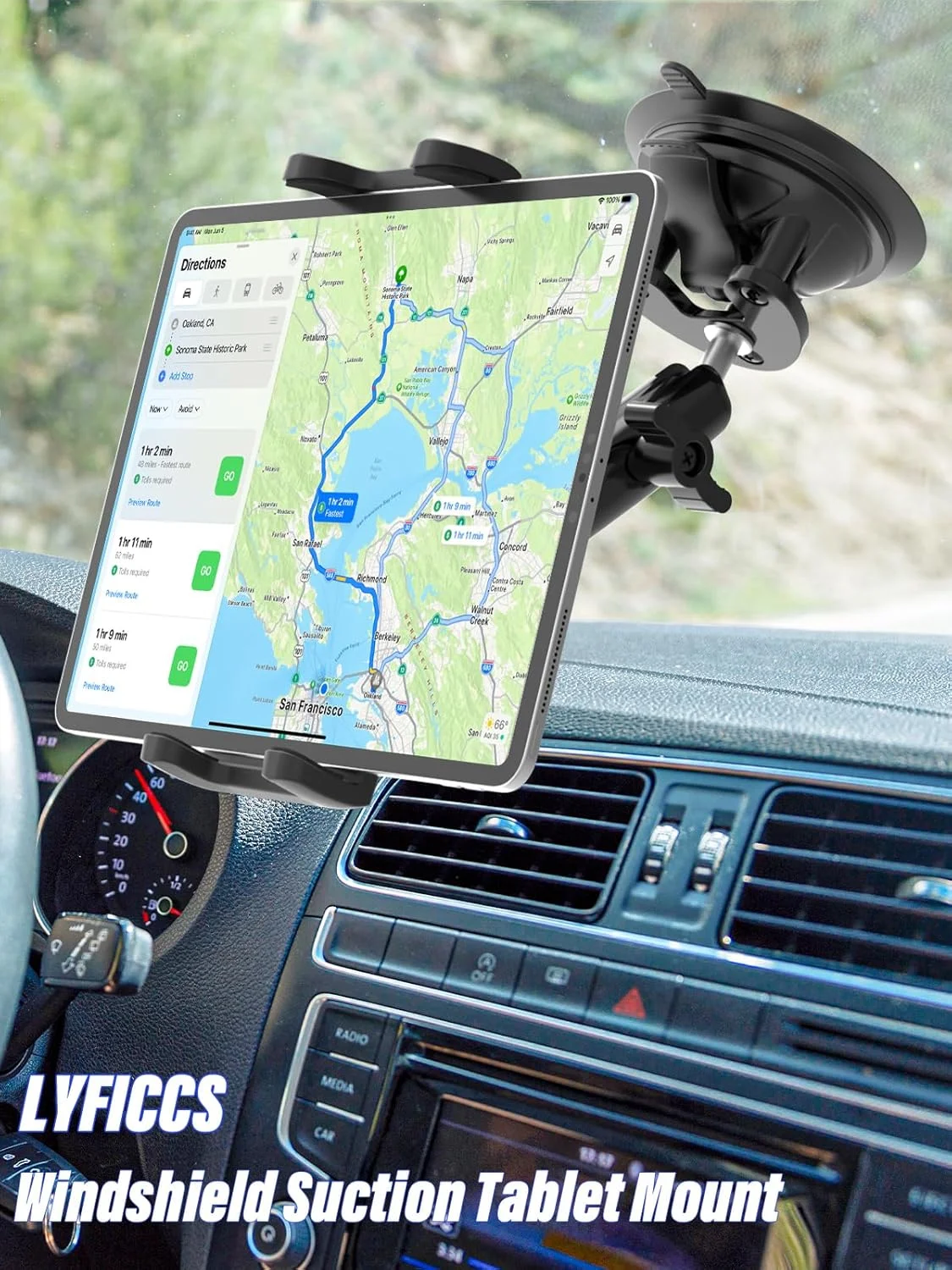 نگهدارنده تبلت بازویی فلزی برای داشبورد خودرو، پایه تبلت مکنده شیشه جلو خودرو با چرخش 360 درجه مناسب برای آیپد پرو/ایر/مینی 4-13 اینچی، گلکسی تب، فایر اچ دی، آیفون 16/15/14 پرو مکس و سایر پدها