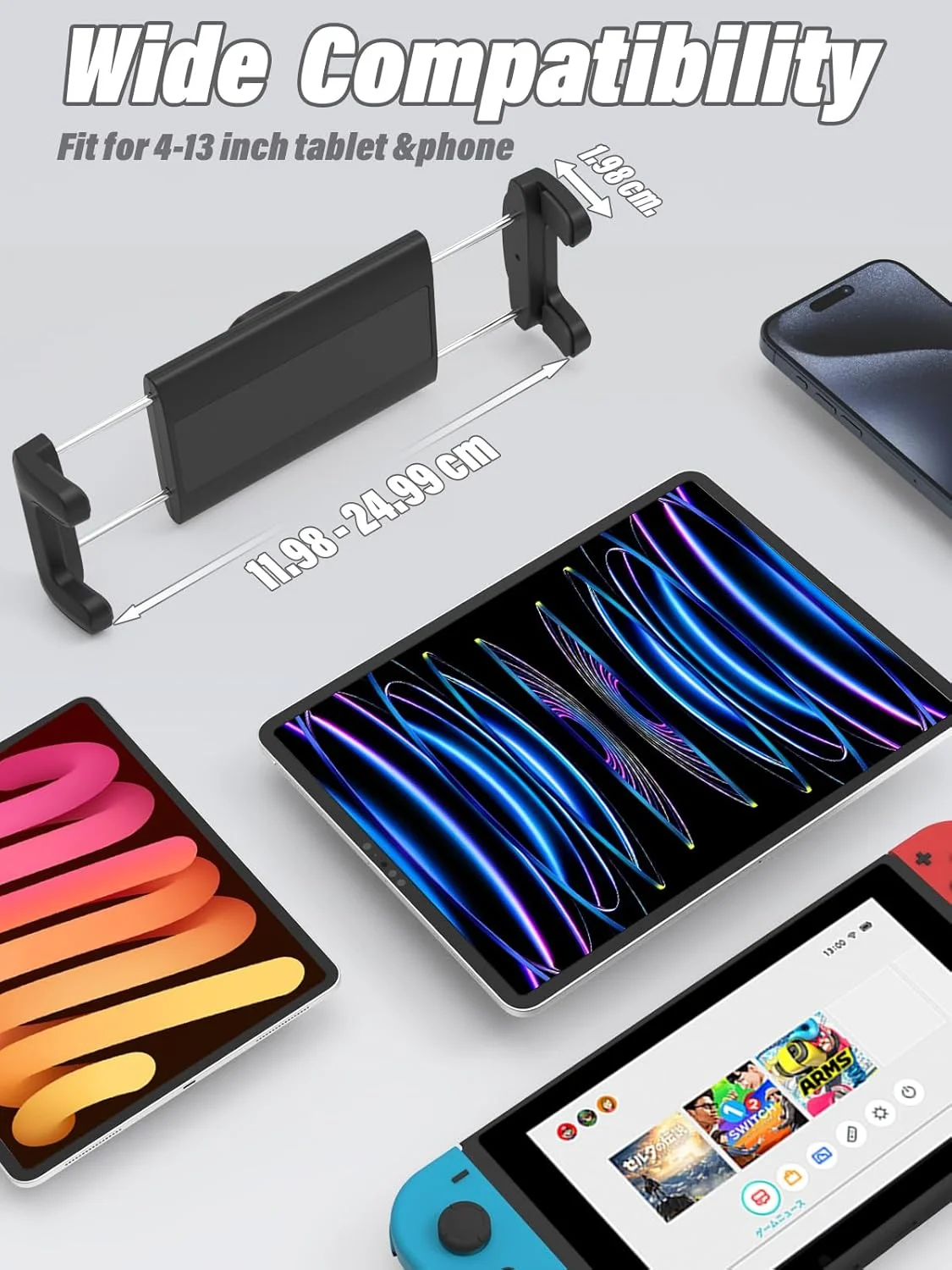 نگهدارنده تبلت آینه عقب خودرو LFYCCIS [چهار گیره تقویت شده]، پایه تبلت آینه عقب جمع شونده برای آیپد پرو/ایر/مینی، گلکسی تب، آیفون و سایر تلفن ها و تبلت های 4.7-12.9 اینچی