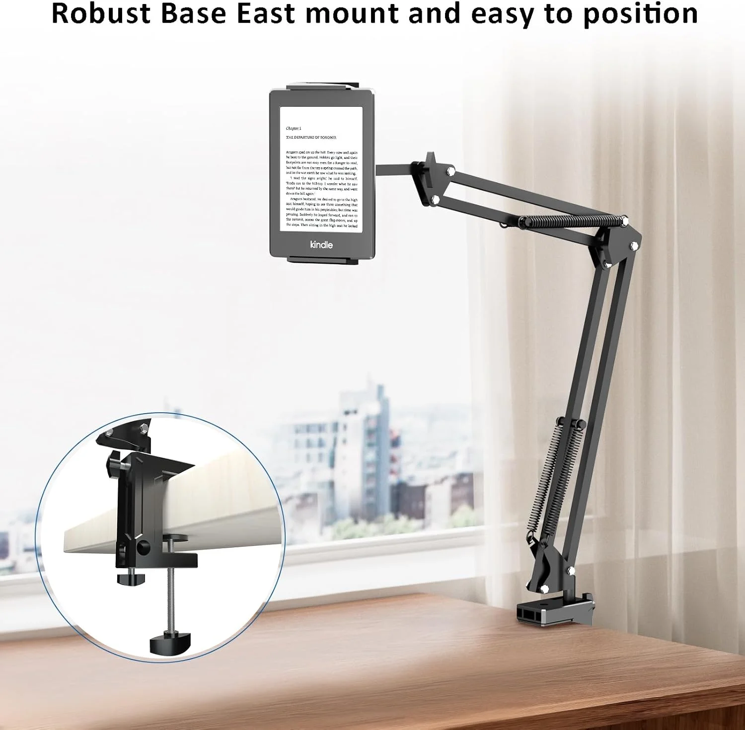 پایه نگهدارنده فلزی تبلت برای مطالعه آسان در تخت، بازوی منعطف و قابل تنظیم برای لوازم جانبی تبلت، هدیه برای کتابخوان ها