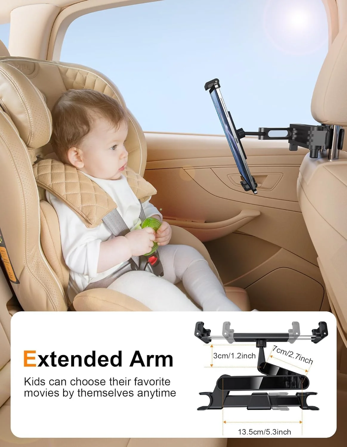 نگهدارنده تبلت و آیپد قابل گسترش برای صندلی عقب خودرو مناسب کودکان، پایه نگهدارنده آیپد برای پشت سری خودرو، لوازم ضروری سفر جاده ای، لوازم جانبی نگهدارنده تبلت و آیپد سازگار با آیپد پرو فایر 2024