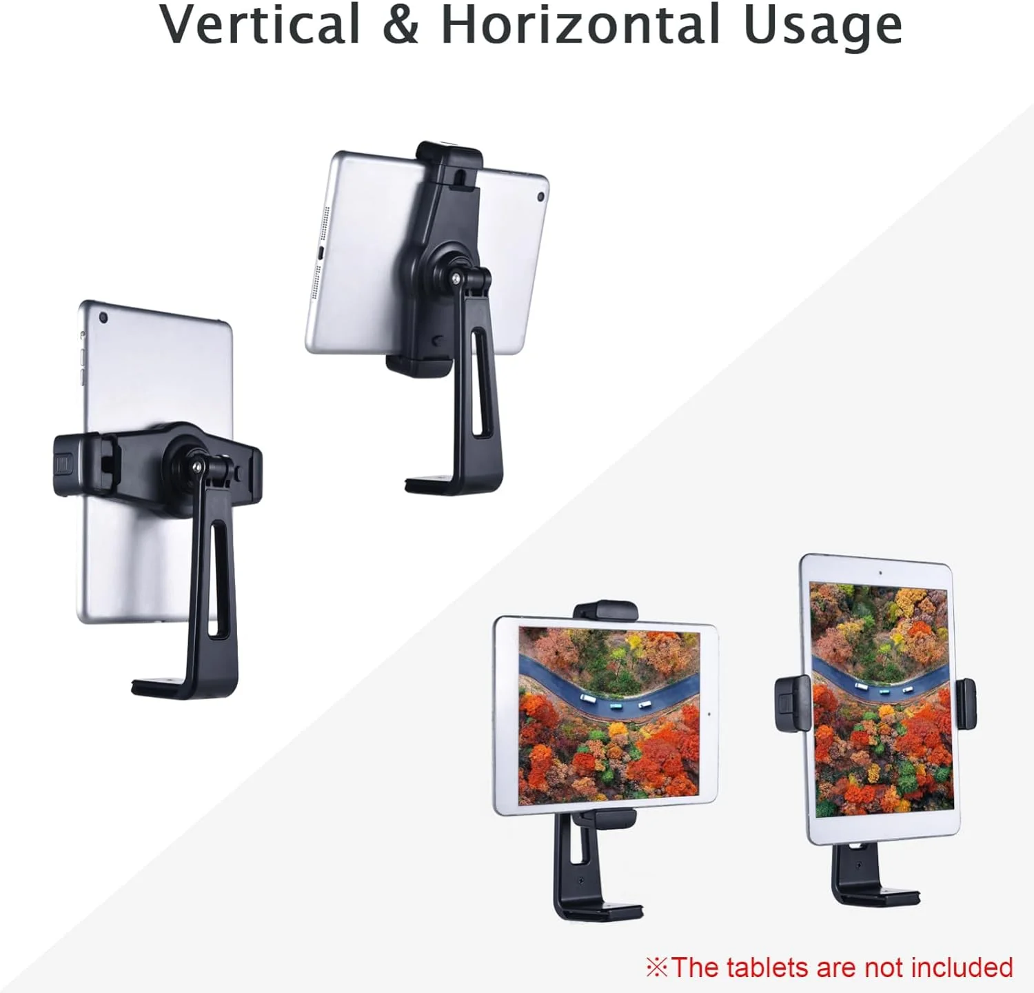 نگهدارنده تبلت یونیورسال Labymos با گیره تبلت قابل تنظیم و سوراخ پیچ 1/4 اینچی و دو پایه نور سرد جایگزین برای Air/Mini/Pro