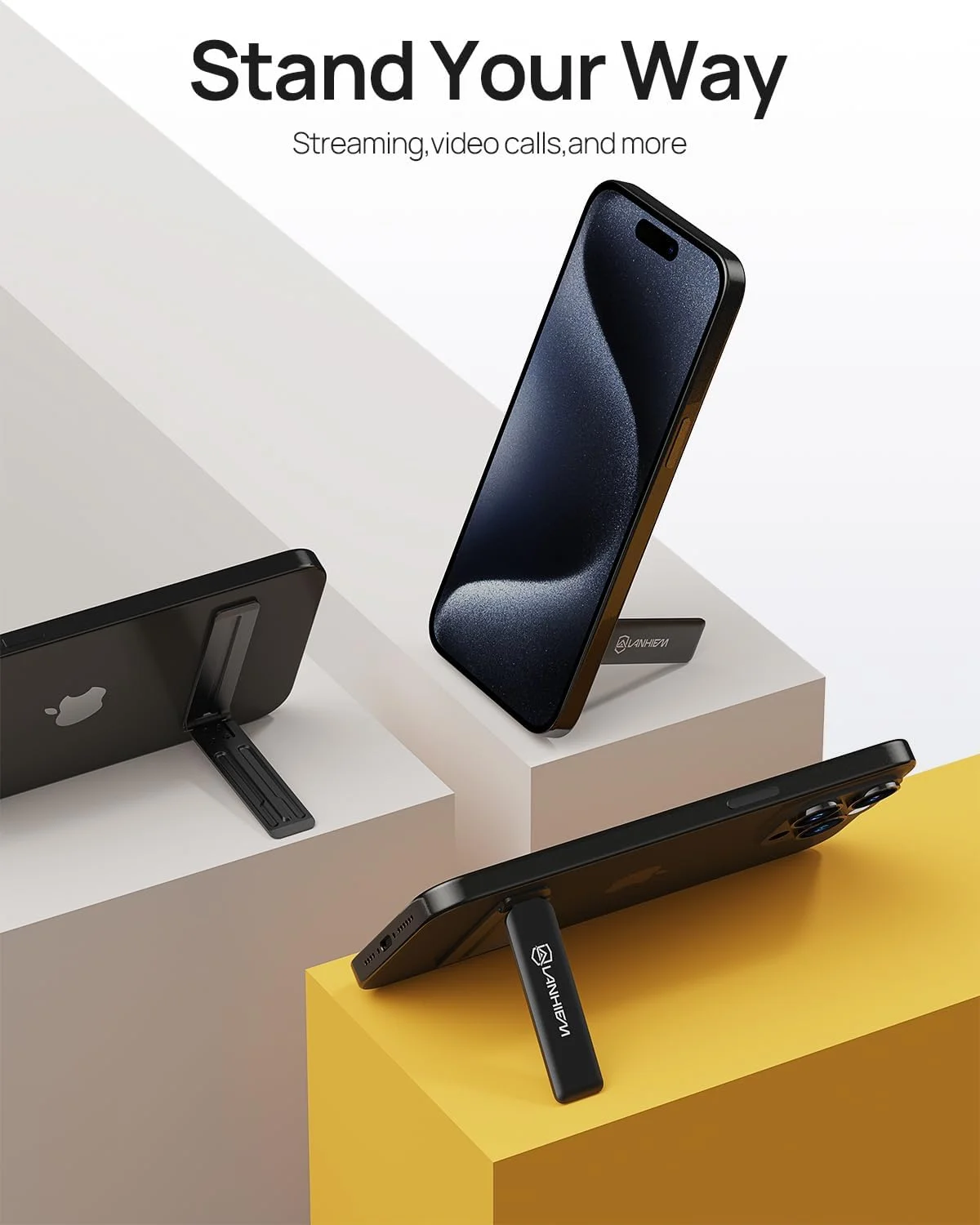 نگهدارنده پشتی گوشی موبایل Lanhiem [چسبندگی قوی] افقی عمودی چند زاویه ای قابل استفاده برای نگه داشتن تلفن های همراه و سایر اشیاء