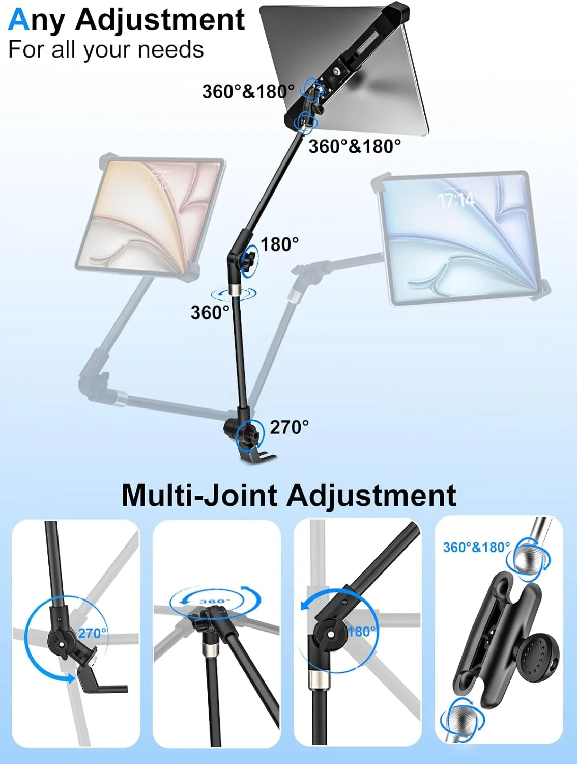 نگهدارنده تبلت برای کامیون - با بازوی قابل تنظیم 26 اینچی - پایه ریلی صندلی تبلت، پایه تبلت سنگین کف خودرو برای آیپد پرو 12.9/ایر، سرفیس پرو/گو، تب های گلکسی و دستگاه های 9-14 اینچی نگهدارنده تبلت برای کامیون - با بازوی قابل تنظیم 26 اینچی - پایه ریلی صندلی تبلت، پایه تبلت سنگین کف خودرو برای آیپد پرو 12.9/ایر، سرفیس پرو/گو، تب های گلکسی و دستگاه های 9-14 اینچی