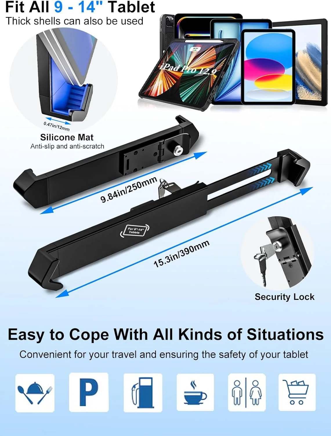نگهدارنده تبلت برای کامیون - با بازوی قابل تنظیم 26 اینچی - پایه ریلی صندلی تبلت، پایه تبلت سنگین کف خودرو برای آیپد پرو 12.9/ایر، سرفیس پرو/گو، تب های گلکسی و دستگاه های 9-14 اینچی نگهدارنده تبلت برای کامیون - با بازوی قابل تنظیم 26 اینچی - پایه ریلی صندلی تبلت، پایه تبلت سنگین کف خودرو برای آیپد پرو 12.9/ایر، سرفیس پرو/گو، تب های گلکسی و دستگاه های 9-14 اینچی