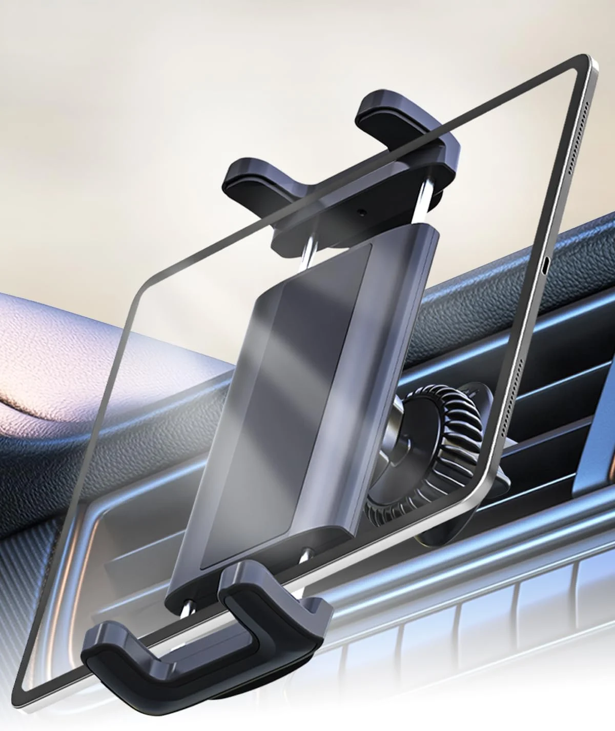 پایه تبلت برای دریچه خودرو، [نصب بدون آسیب] گیره دریچه هوای خودرو نگهدارنده موبایل مناسب برای تبلت و گوشی برای آیپد 10.2، 10.9، آیپد مینی پرو ایر زد فولد 5 4 3 آیفون 15 و سایر دستگاه های 4.7-12.9 اینچی