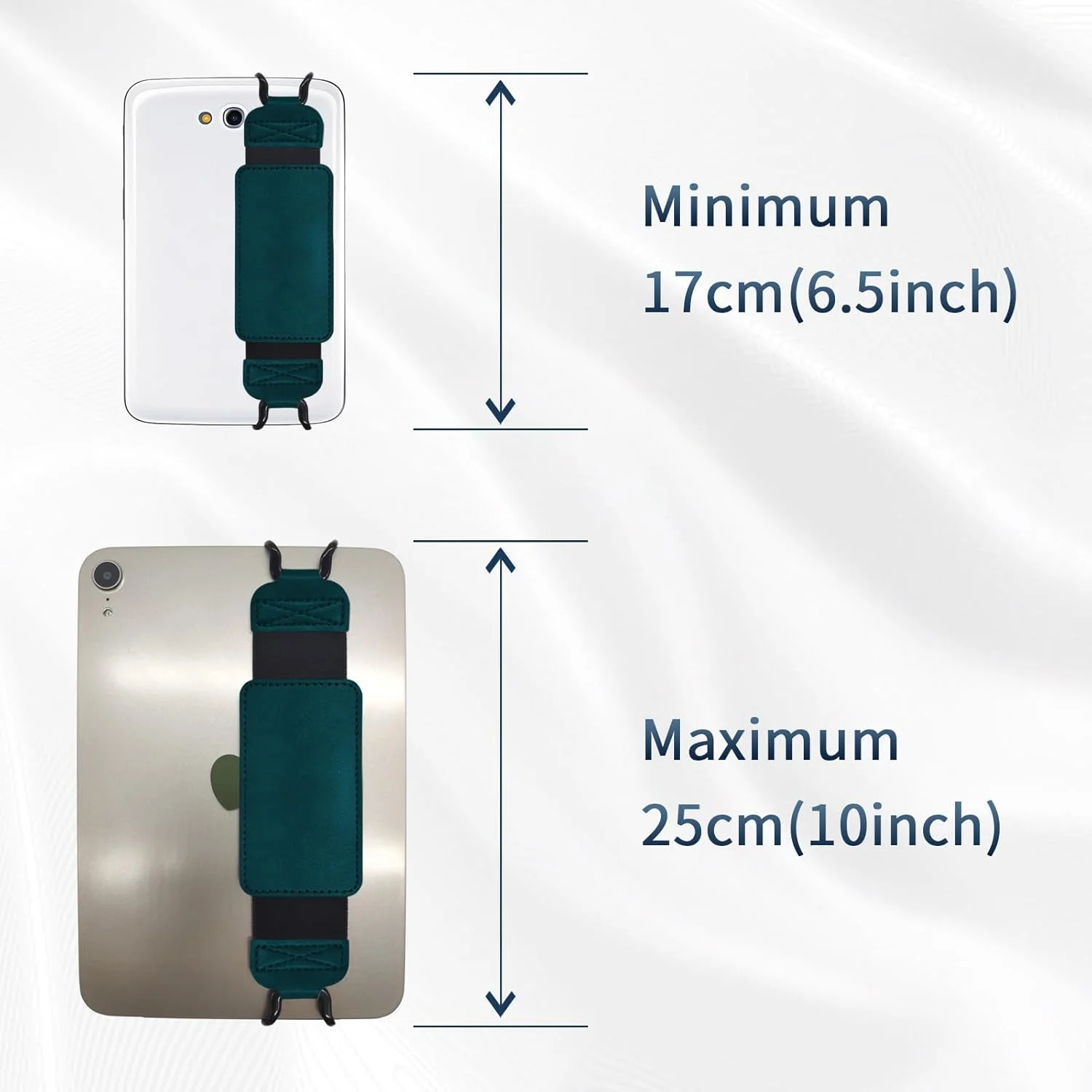 نگهدارنده بند دستی چرمی برای تبلت/آیپد 6.5-9.5 اینچی، دستگیره انگشتی برای آیپد پرو/آیپد ایر/Kindle Fire HD، بند دستی چند منظوره با کشش بالا، مشکی سبز