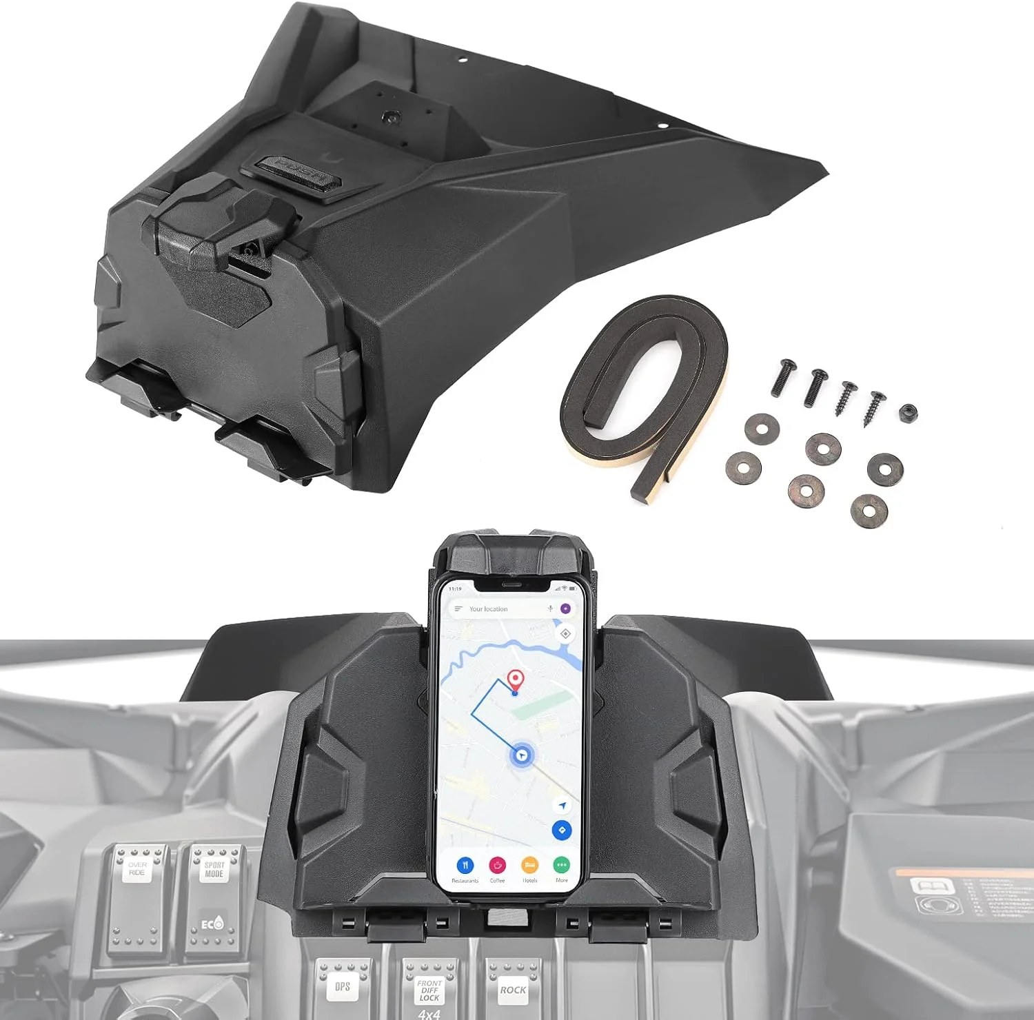 نگهدارنده دستگاه الکترونیکی KEMIMOTO سازگار با Can-Am Maverick Sport Trail 2019-2023، پایه تبلت GPS Commander 2021 2022 2023 جعبه ذخیره سازی، جایگزین OEM #715005212