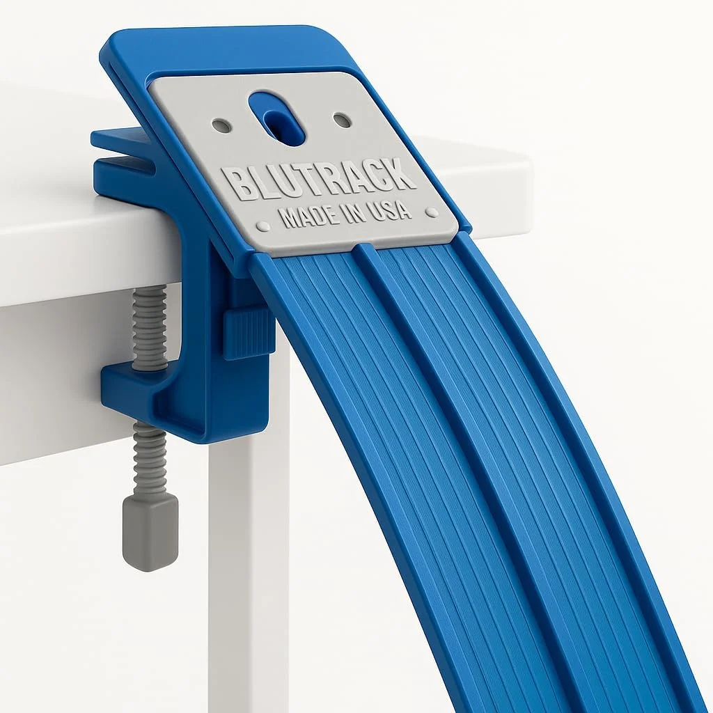 آداپتور گیره رومیزی چاپ سه بعدی شده برای مسیرهای انعطاف پذیر - پایه رومیزی قابل تنظیم و ضد لغزش (دروازه شروع شامل نمی شود، لوازم جانبی شخص ثالث)