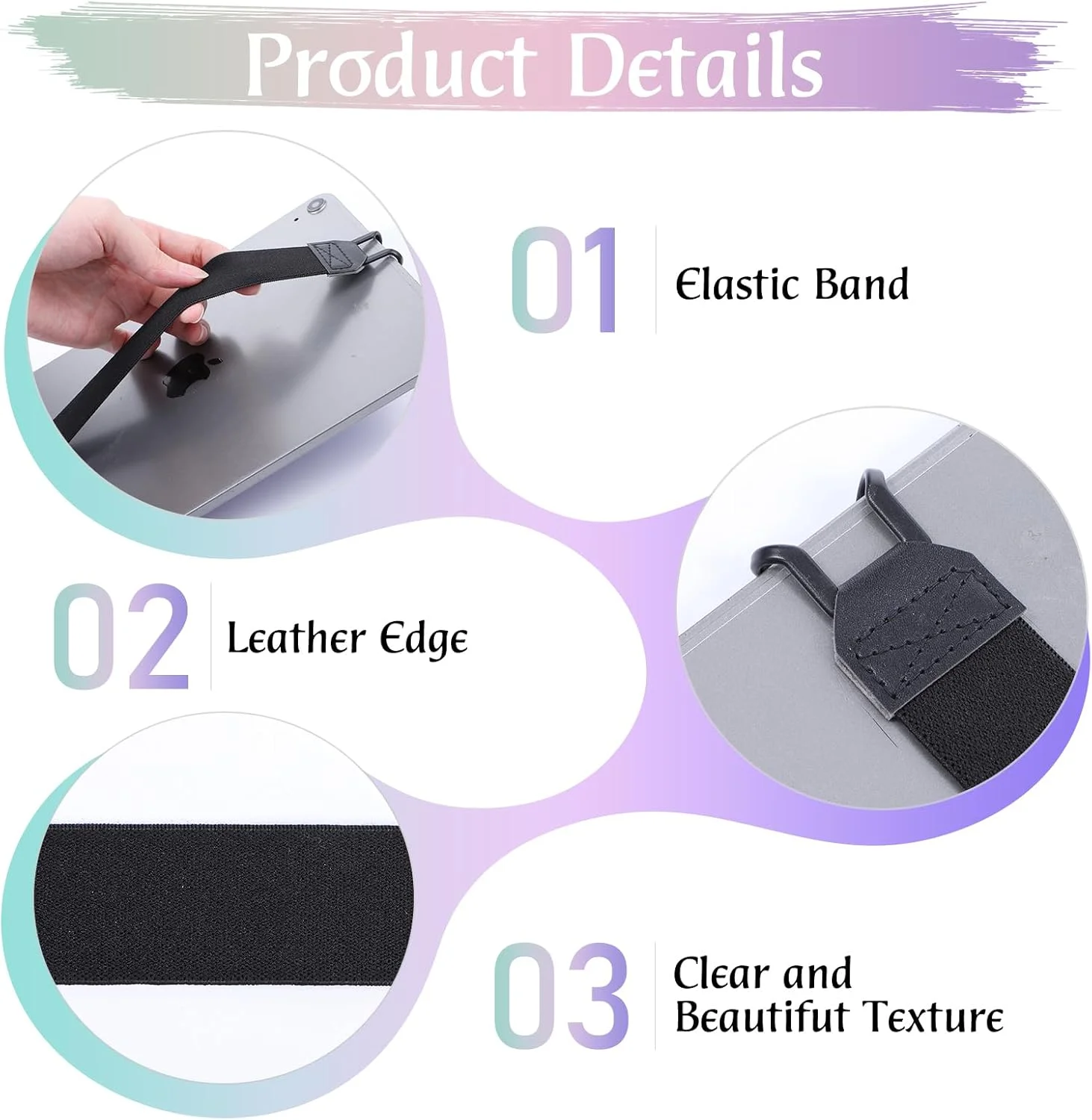 نگهدارنده بند دستی ایمنی تبلت، 2 عدد دستگیره جهانی با نوارهای الاستیک