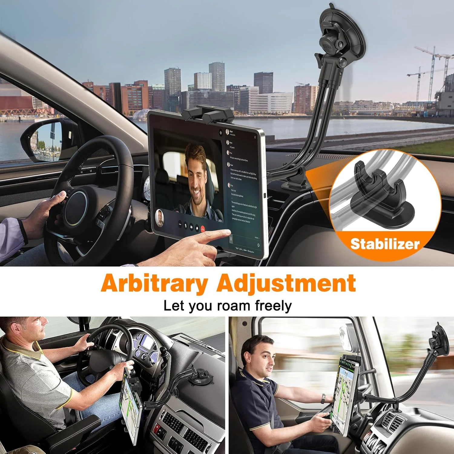 نگهدارنده تبلت برای شیشه جلو و داشبورد خودرو، پایه مکنده جهانی آیپد برای کامیون خودرو، پایه داشبورد آیپد گردن غازی 12.2 اینچی برای همه تبلت های 4.7-13.5 اینچی نگهدارنده تبلت برای شیشه جلو و داشبورد خودرو، پایه مکنده جهانی آیپد برای کامیون خودرو، پایه داشبورد آیپد گردن غازی 12.2 اینچی برای همه تبلت های 4.7-13.5 اینچی
