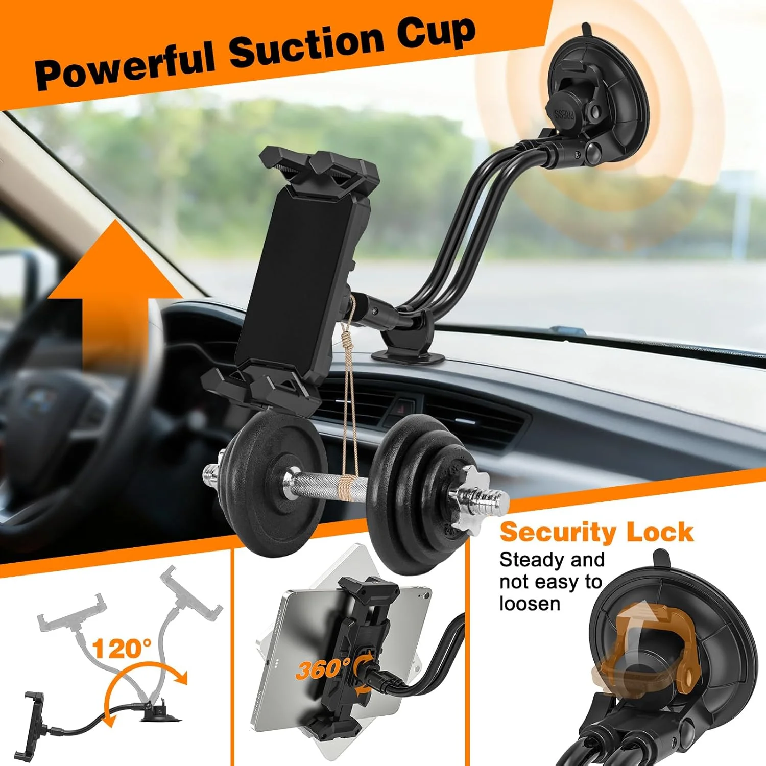 نگهدارنده تبلت برای شیشه جلو و داشبورد خودرو، پایه مکنده جهانی آیپد برای کامیون خودرو، پایه داشبورد آیپد گردن غازی 12.2 اینچی برای همه تبلت های 4.7-13.5 اینچی نگهدارنده تبلت برای شیشه جلو و داشبورد خودرو، پایه مکنده جهانی آیپد برای کامیون خودرو، پایه داشبورد آیپد گردن غازی 12.2 اینچی برای همه تبلت های 4.7-13.5 اینچی