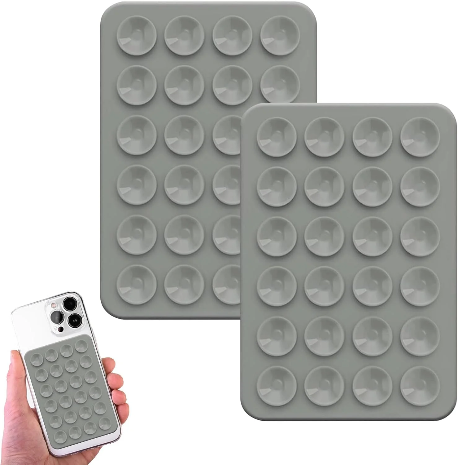 ۲ عدد نگهدارنده تلفن مکشی، نگهدارنده تلفن با فنجان مکش، نگهدارنده تلفن مکشی سیلیکونی، قاب تلفن مکشی، نگهدارنده فنجان مکش سیلیکونی، پایه تلفن با فنجان مکش سیلیکونی، خاکستری