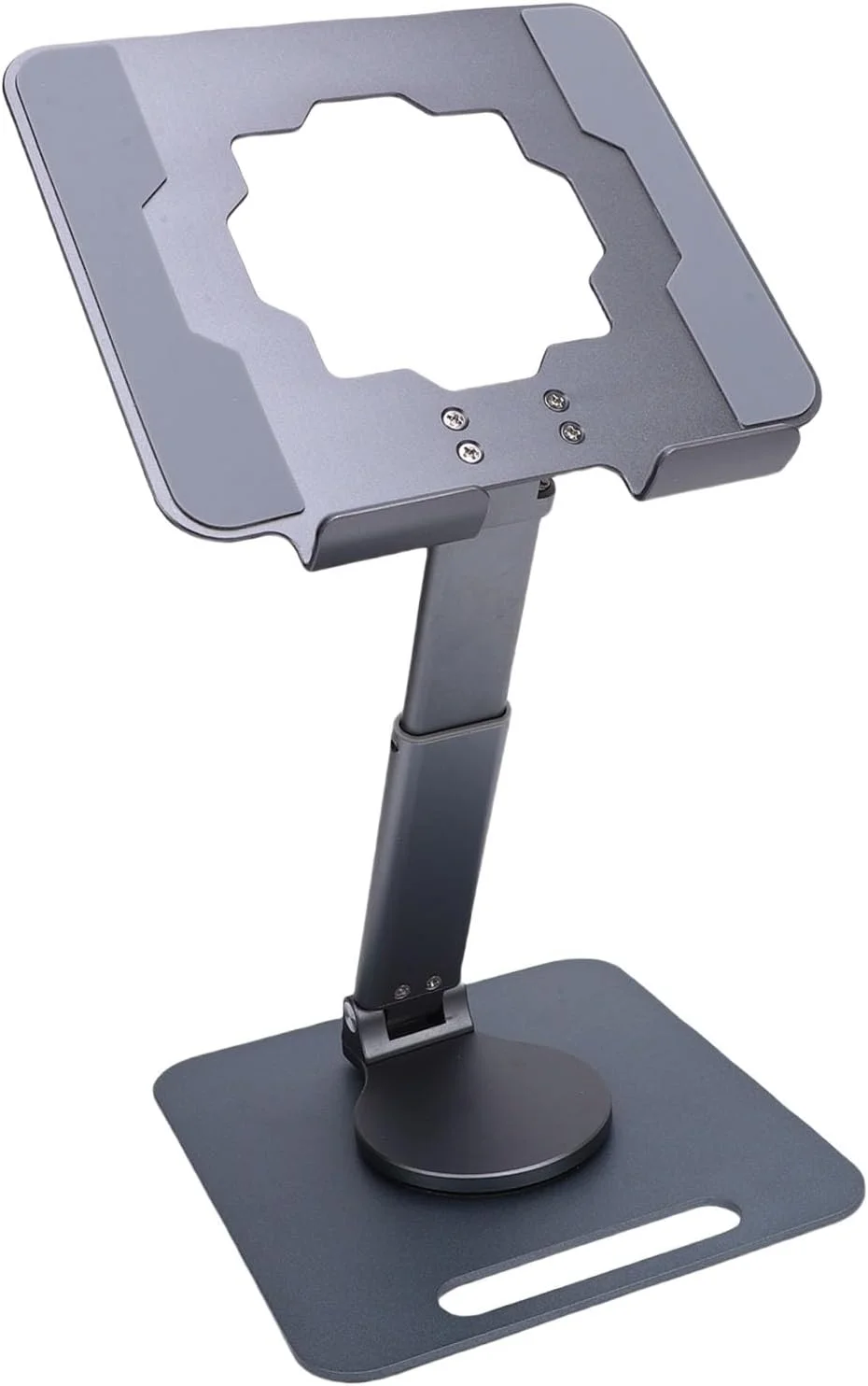 پایه تبلت آلیاژ آلومینیومی قابل تنظیم با سیستم دفع حرارت، مناسب برای پخش زنده و مسافران تجاری (خاکستری با پشم مشکی داخلی)
