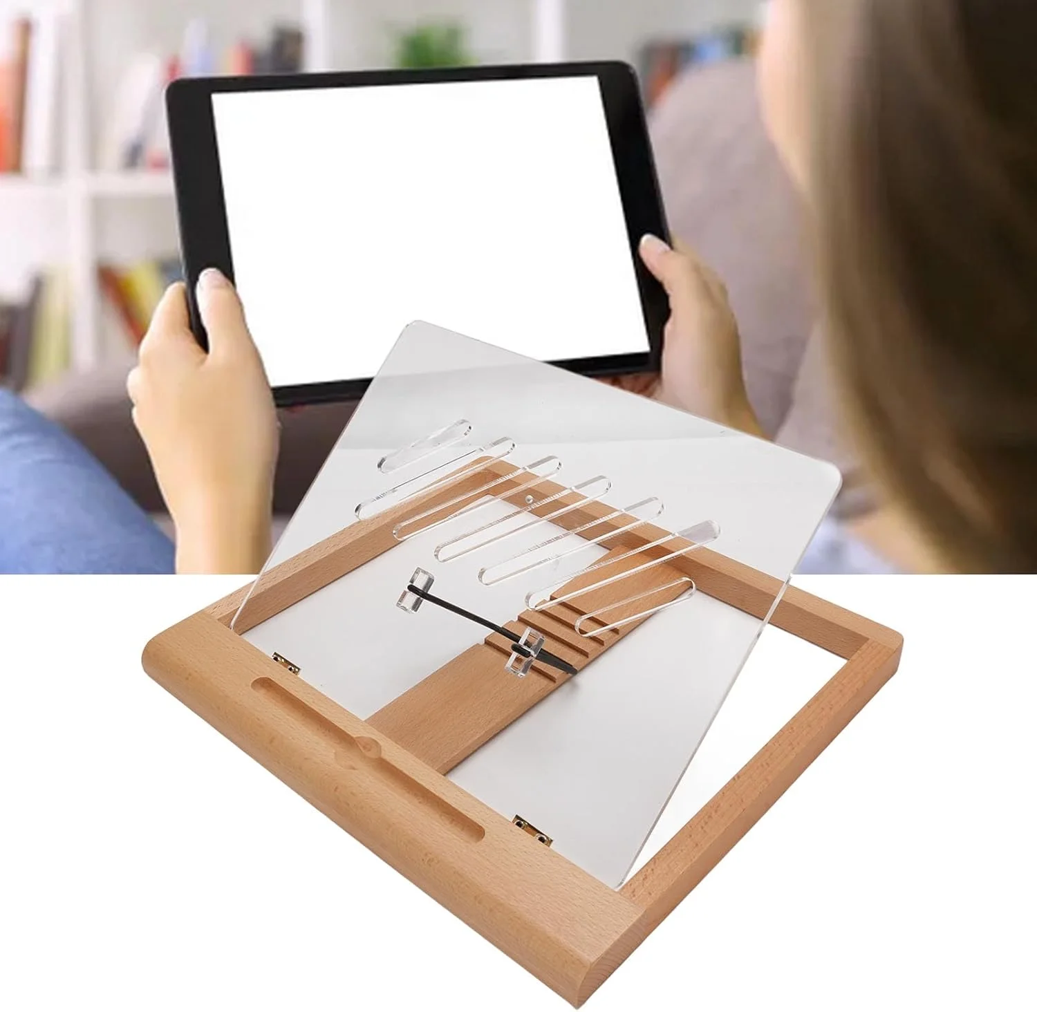 پایه تبلت Jiawu، پایه چوبی محکم برای طراحی، نوشتن، تبلت های Air Pro، 5 تنظیم زاویه، رومیزی برای خانه پایه تبلت Jiawu، پایه چوبی محکم برای طراحی، نوشتن، تبلت های Air Pro، 5 تنظیم زاویه، رومیزی برای خانه