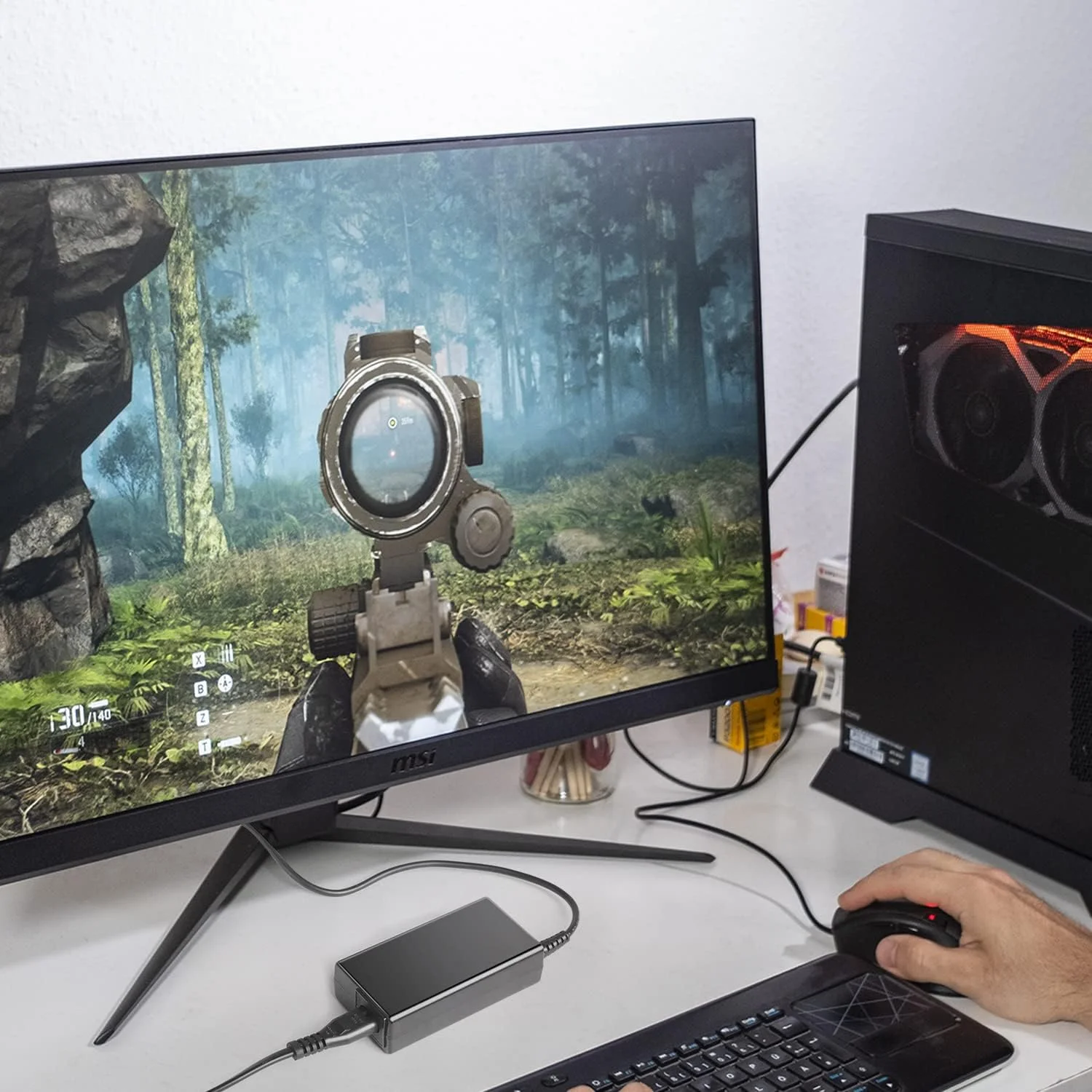 کابل برق مانیتور KFD MSI، منبع تغذیه 20 ولت برای MSI Optix G271 G272 G241 G241V G24C6 G27C5 G24C4 G27C6 G32C4 G32CQ4 G27CQ4 G27CQ4P OPTIXG271 24 27 شارژر مانیتور گیمینگ دوشاخه UK آداپتور AC