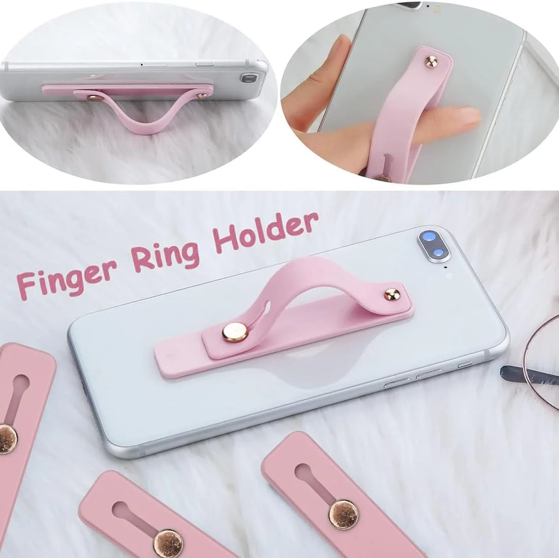 نگهدارنده بند دستی تبلت، گیره سبک وزن یک دستی با چسبندگی قوی، قابل تنظیم، صورتی