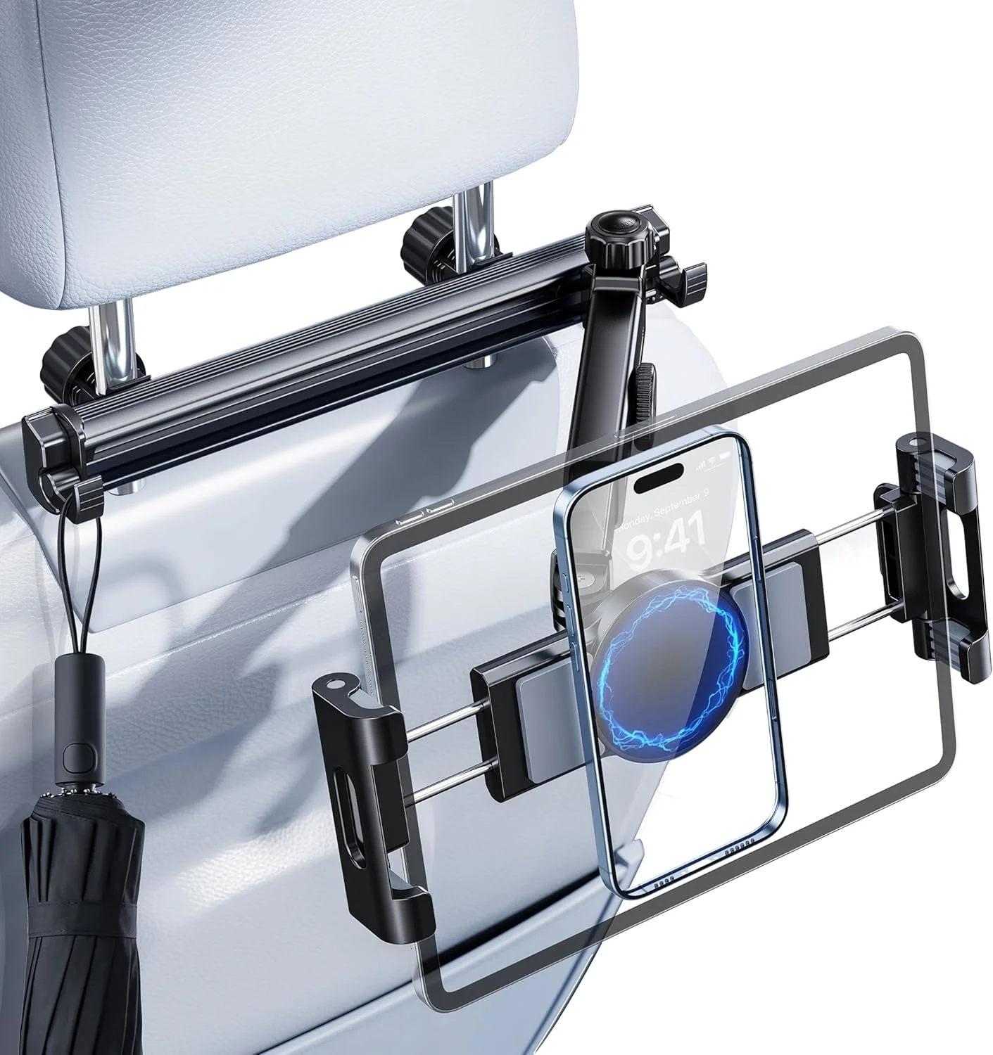 نگهدارنده تبلت برای پشت سری خودرو، نگهدارنده آیپد 3 در 1 برای صندلی عقب خودرو رو به عقب برای کودکان [2 قلاب+مگنتی+بازوی کششی] پایه نگهدارنده خودرو صندلی عقب لوازم ضروری سفر جاده ای برای آیپد مینی ایر پرو فایر 4-13 اینچی