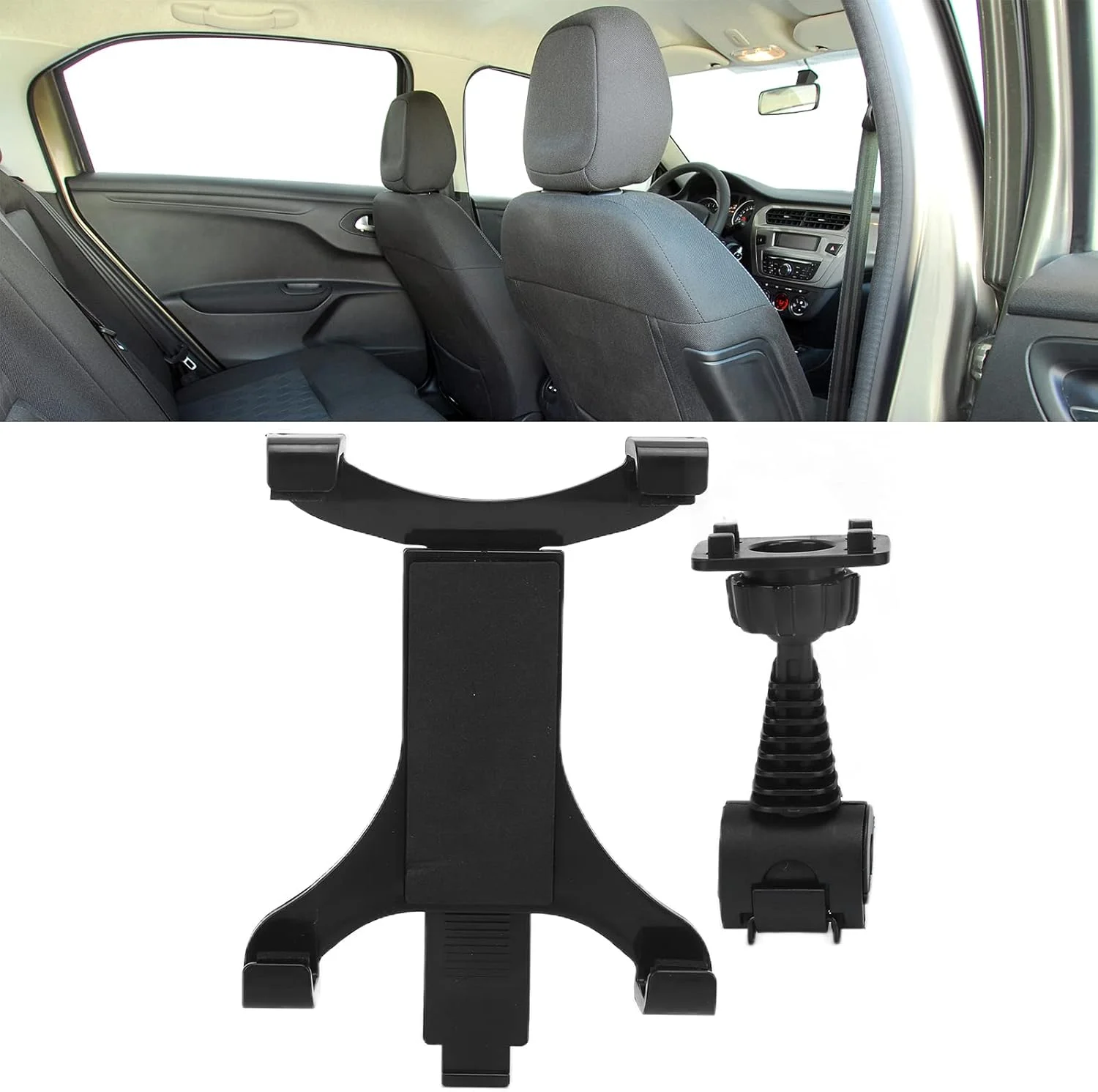نگهدارنده تبلت پشت صندلی خودرو، مشکی، یونیورسال، پایه نگهدارنده تبلت و پشتیبانی از مسیریابی