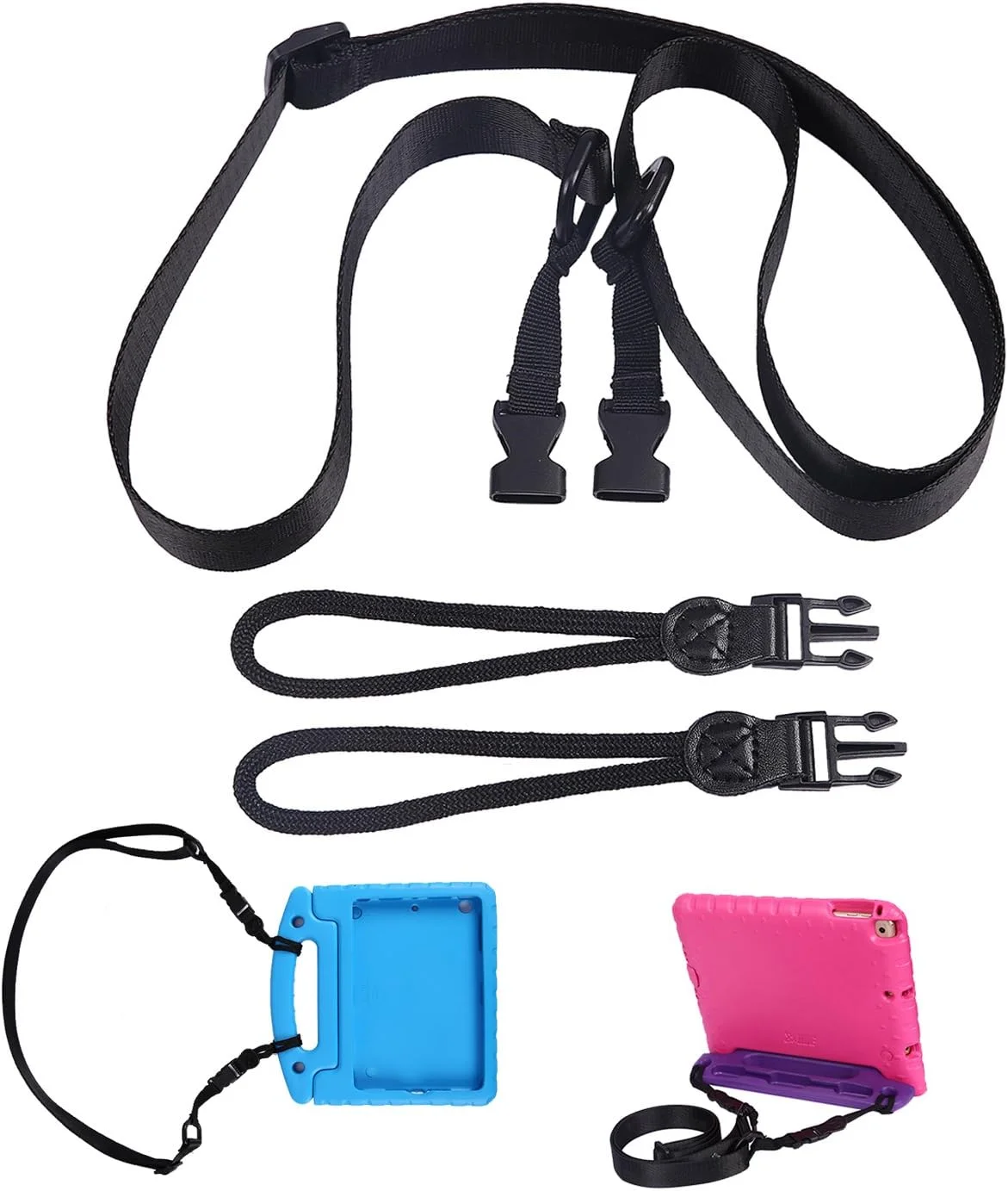 بند شانه ای HDE برای کیف ضد ضربه آیپد - بند حمل قابل تنظیم سازگار با تمام کیف های ضد ضربه آیپد اپل برای کودکان - طراحی جهانی جداشدنی به پایه پشت سری خودرو تبدیل می شود