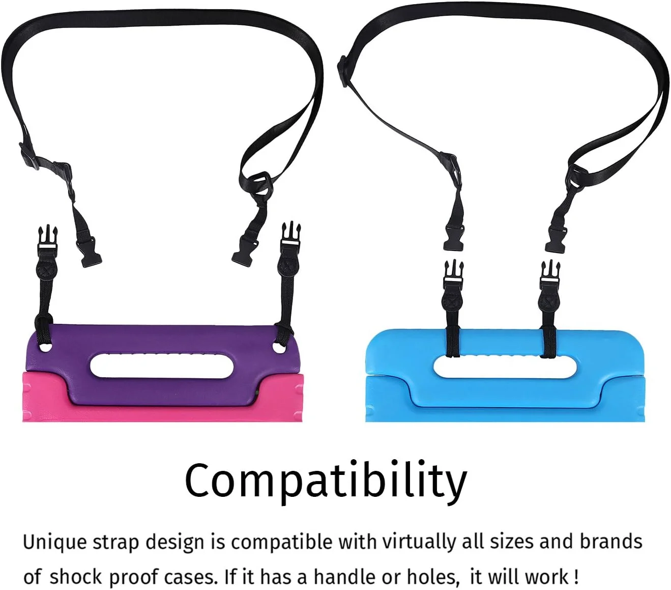 بند شانه ای HDE برای کیف ضد ضربه آیپد - بند حمل قابل تنظیم سازگار با تمام کیف های ضد ضربه آیپد اپل برای کودکان - طراحی جهانی جداشدنی به پایه پشت سری خودرو تبدیل می شود