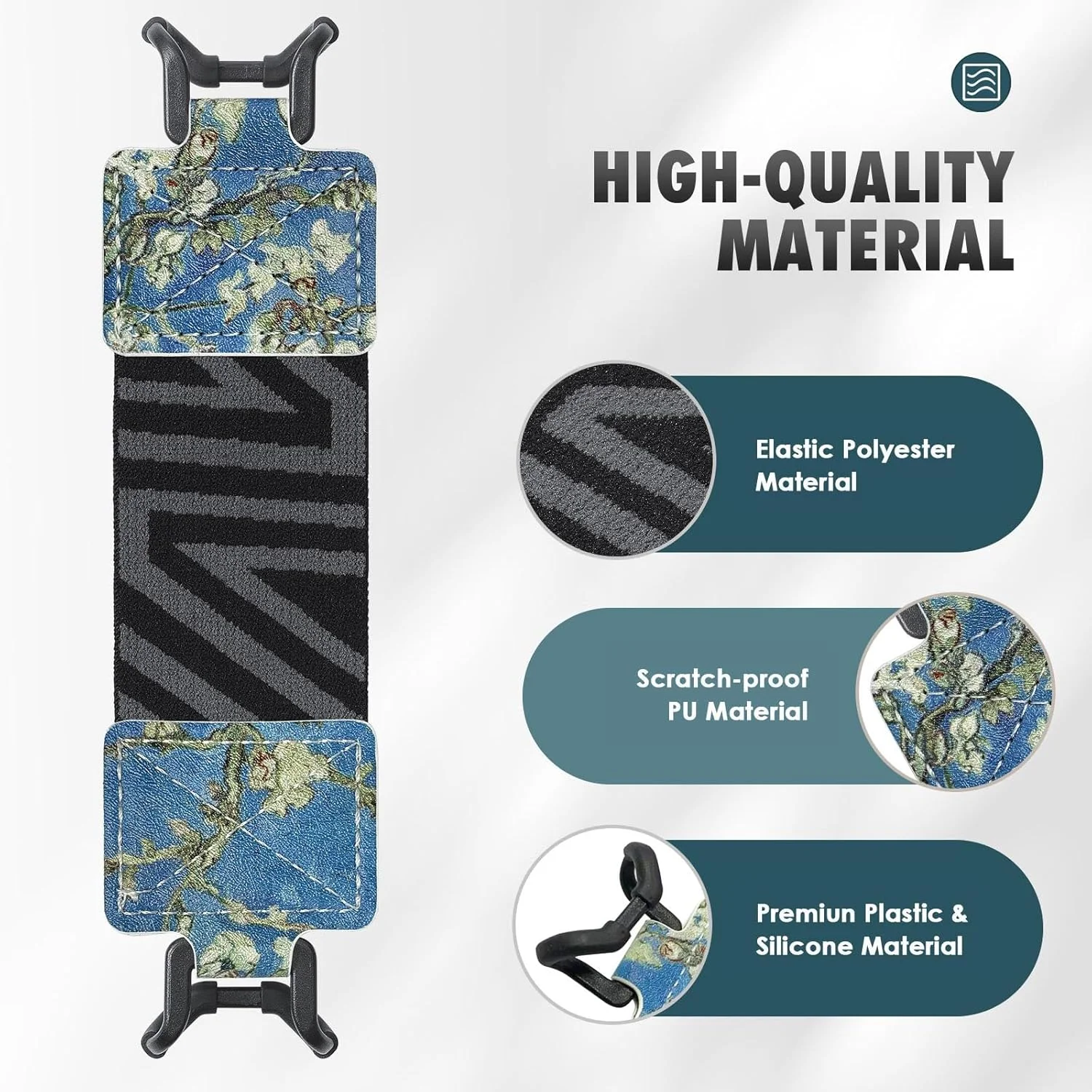 بند دستی ایمنی برای کتابخوان های الکترونیکی و تبلت های 6 تا 8 اینچی، سازگار با Kindle/Kobo/Voyaga/E-Book Tablet، بند دستی با قابلیت کشسانی بالا، نگهدارنده انگشتی سبک وزن، شکوفه زردآلو