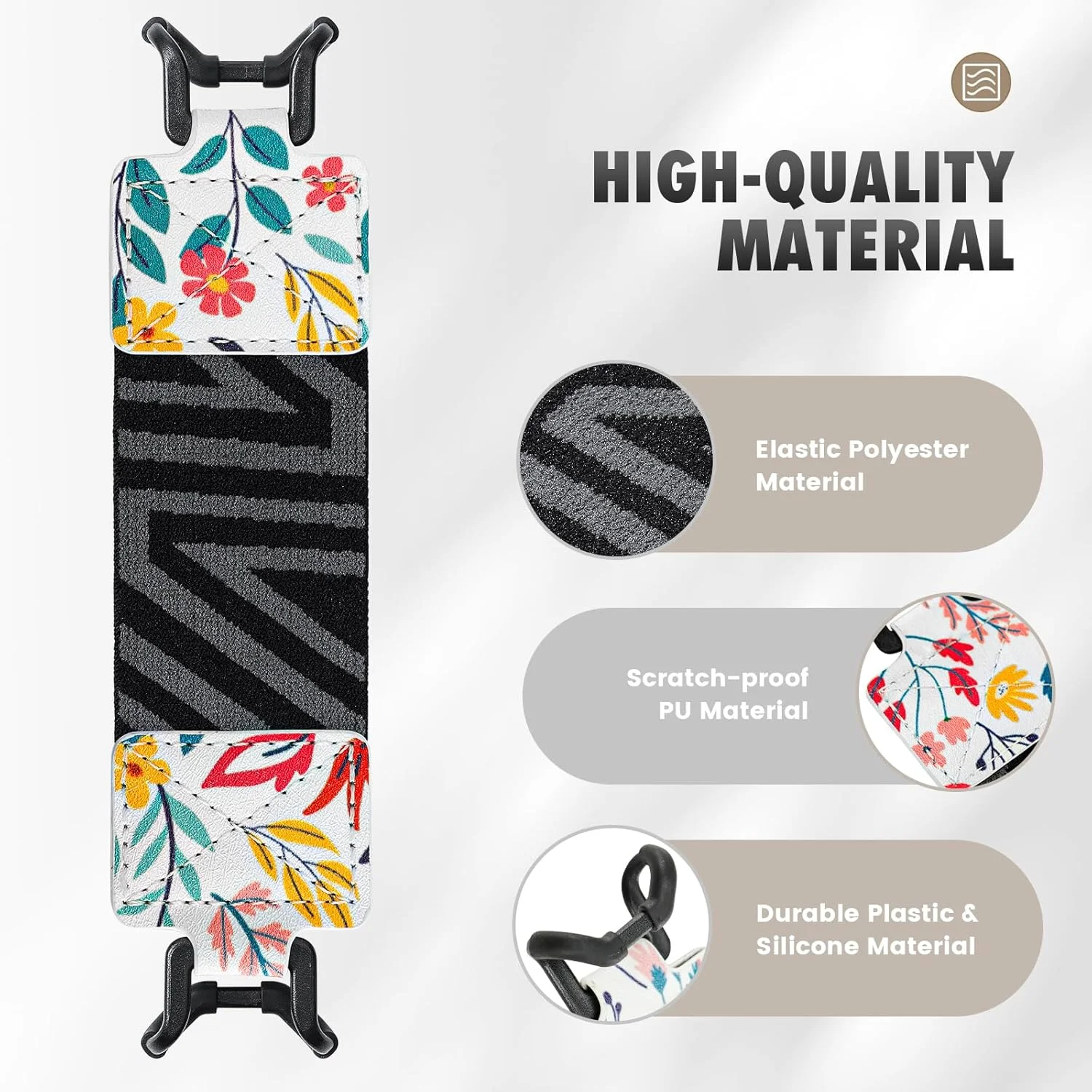 بند دستی ایمنی برای کتابخوان های الکترونیکی و تبلت های 6-8 اینچی، سازگار با Kindle/Kobo/Voyaga/E-Book Tablet، بند دستی چند منظوره با کشسانی بالا، نگهدارنده انگشتی سبک وزن، طرح گل