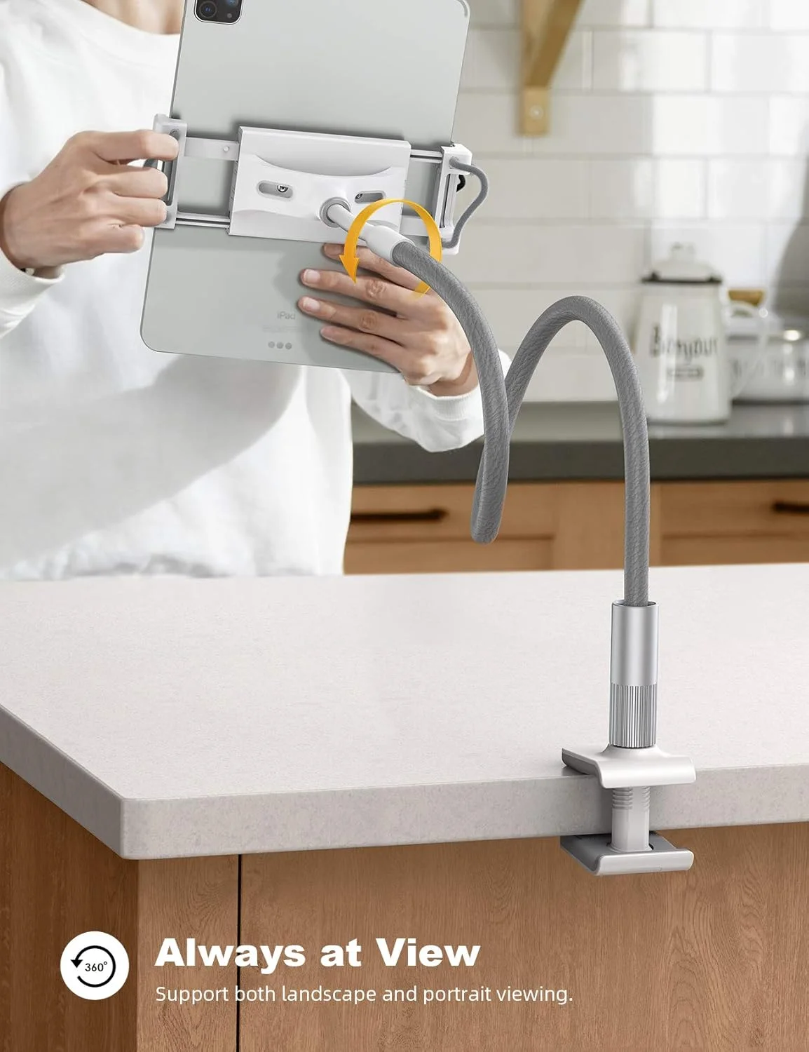 پایه تبلت گردن غازی Lamicall: گیره بازویی انعطاف پذیر سازگار با آیپد مینی پرو ایر، سوییچ، گلکسی تب و سایر دستگاه های 4.7-10.5 اینچی - خاکستری پایه تبلت گردن غازی Lamicall: گیره بازویی انعطاف پذیر سازگار با آیپد مینی پرو ایر، سوییچ، گلکسی تب و سایر دستگاه های 4.7-10.5 اینچی - خاکستری