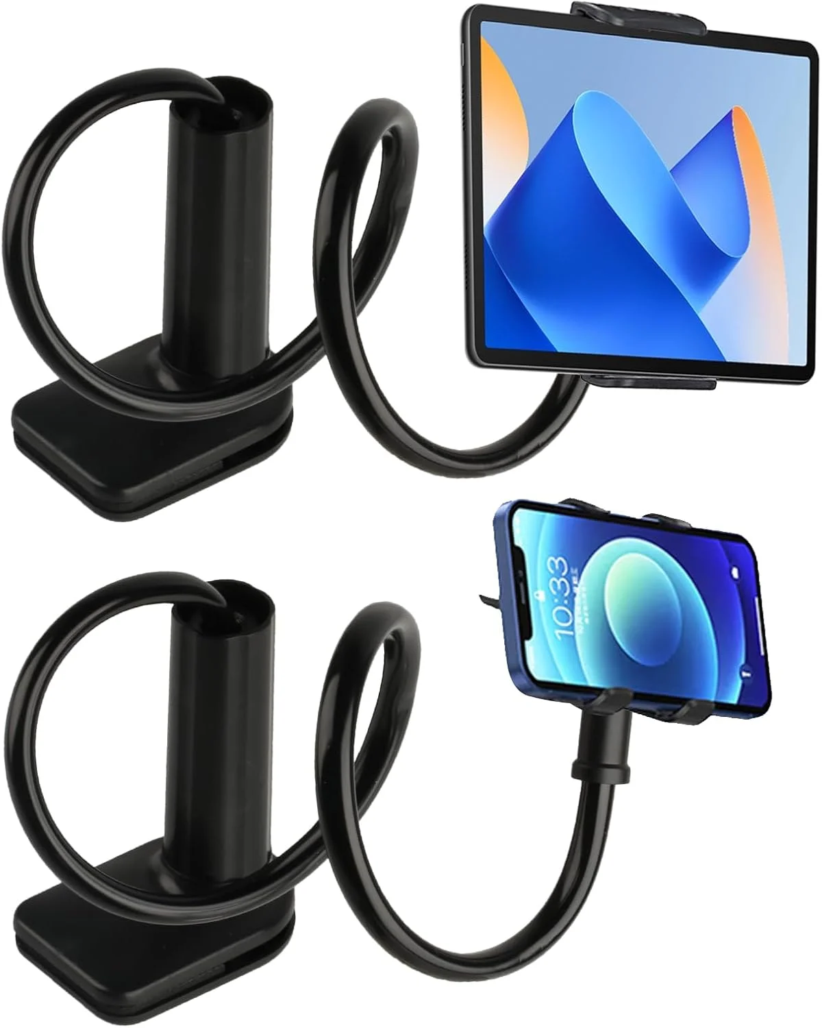 پایه نگهدارنده گوشی و پایه نگهدارنده تبلت گردنی برای تخت، 70 سانتی‌متر، با قابلیت چرخش 360 درجه، گیره بازویی نگهدارنده تبلت سازگار با آیفون، آیپد، سوییچ یا سایر دستگاه‌های 4 تا 11 اینچی