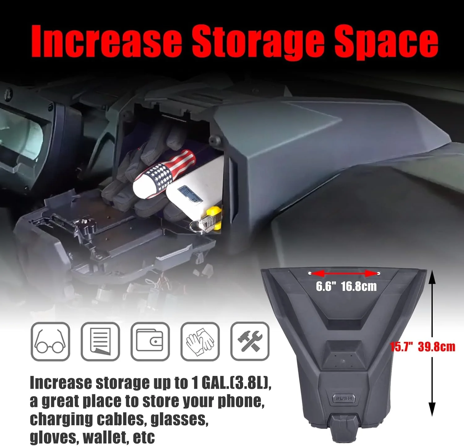 نگهدارنده دستگاه الکترونیکی Goldfire Commander، نگهدارنده تبلت GPS و تلفن همراه، جعبه ذخیره سازی مناسب برای لوازم جانبی Can am Maverick Trail Sport MAX Commander، جایگزین OEM #715005212