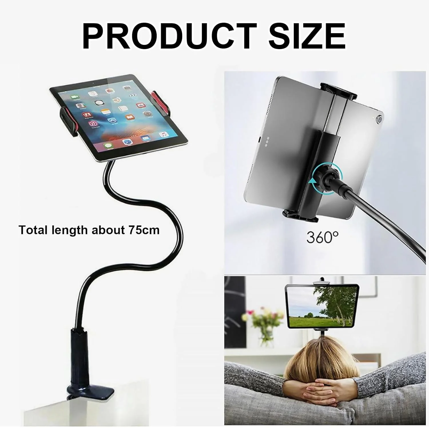 پایه نگهدارنده تبلت گردن غازی، بازوی منعطف 360 درجه با گیره، پایه تبلت تختخوابی، سازگار با آیپد مینی پرو ایر، سوییچ، تبلت های سامسونگ گلکسی و سایر دستگاه های 4.7-10.1 اینچی پایه نگهدارنده تبلت گردن غازی، بازوی منعطف 360 درجه با گیره، پایه تبلت تختخوابی، سازگار با آیپد مینی پرو ایر، سوییچ، تبلت های سامسونگ گلکسی و سایر دستگاه های 4.7-10.1 اینچی