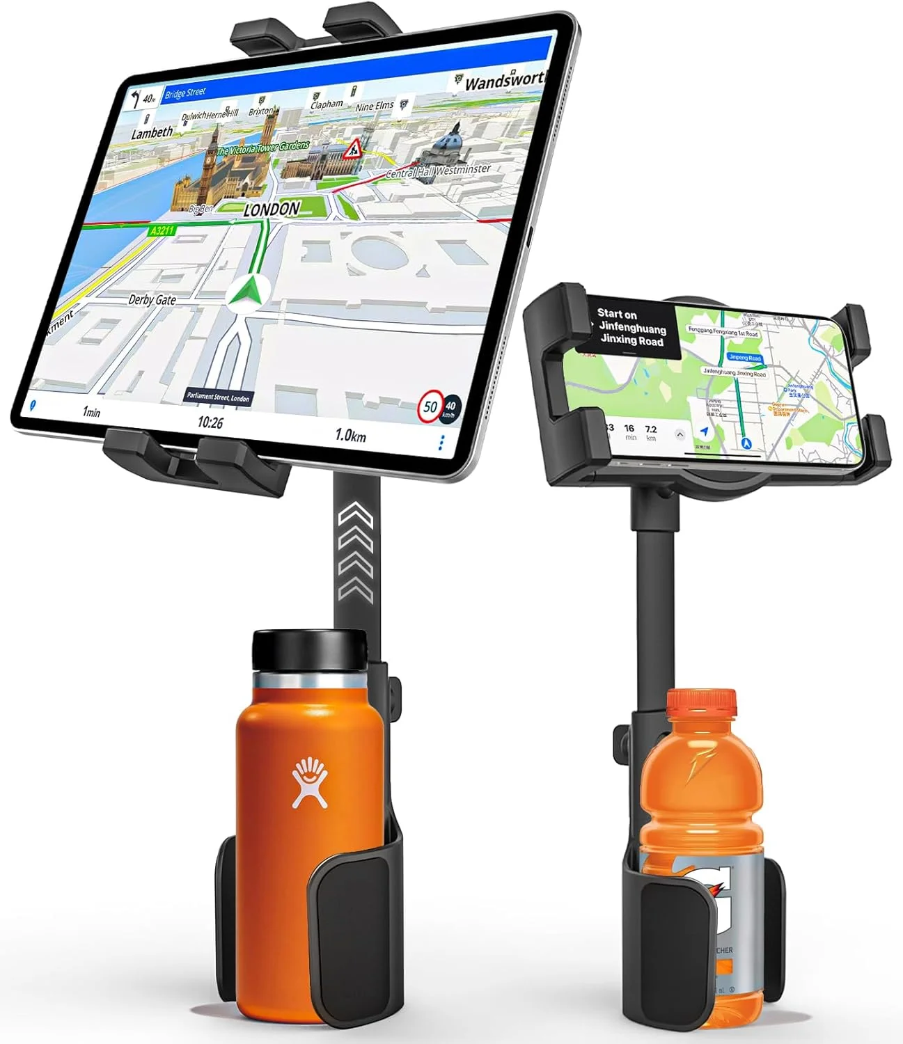 پایه نگهدارنده تبلت GDZN برای جا لیوانی خودرو - [مناسب برای بطری] پایه تبلت برای جا لیوانی خودرو/کامیون، پایه نگهدارنده محکم با بازوی قابل تنظیم برای آیپد پرو 12.9، گلکسی تب/زد فولد، دستگاه های 4.7-13 اینچی